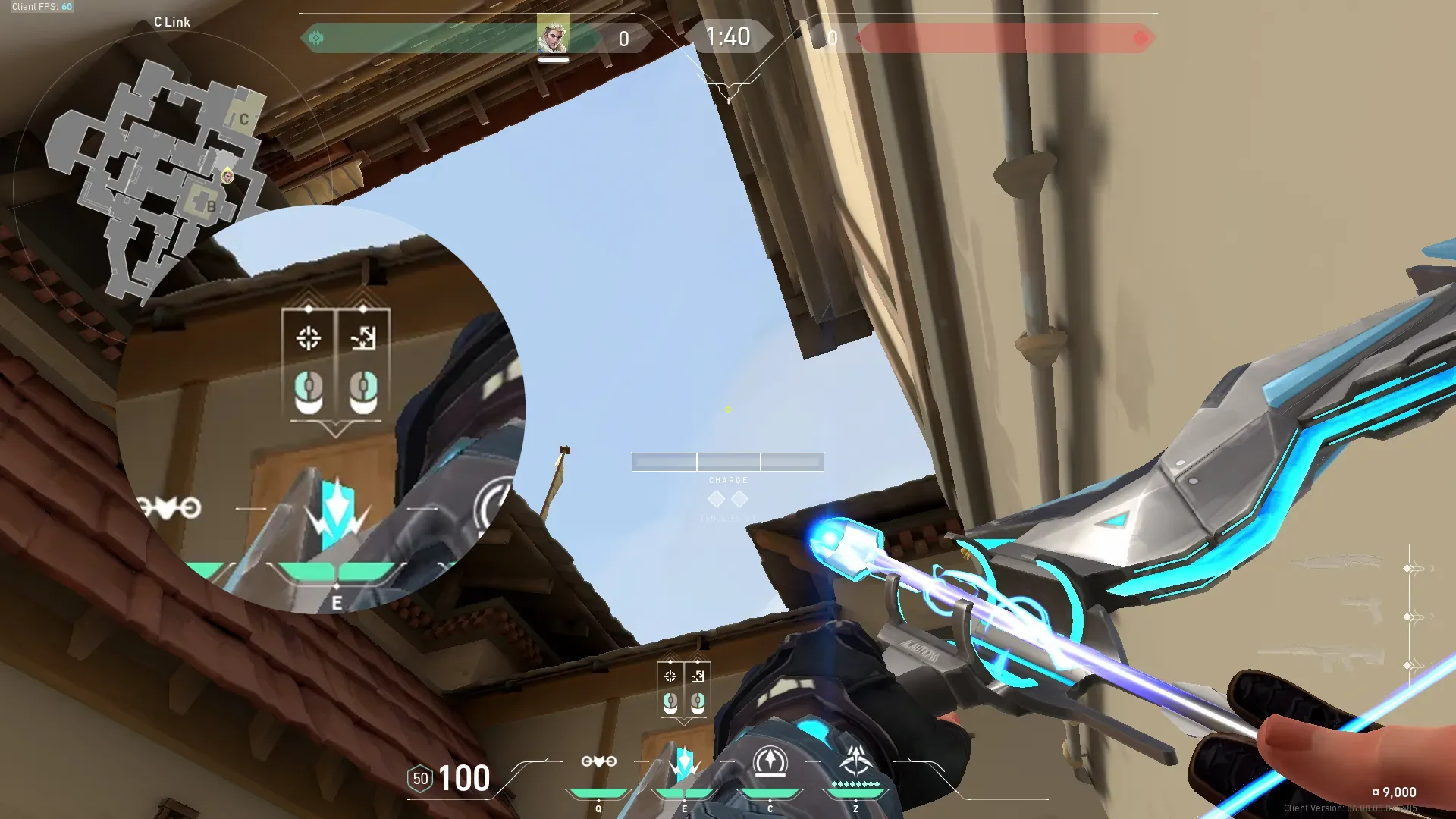 Sova Shock Bolt on Haven Defense Site C — step 4 of 5: Aim — line up the shot