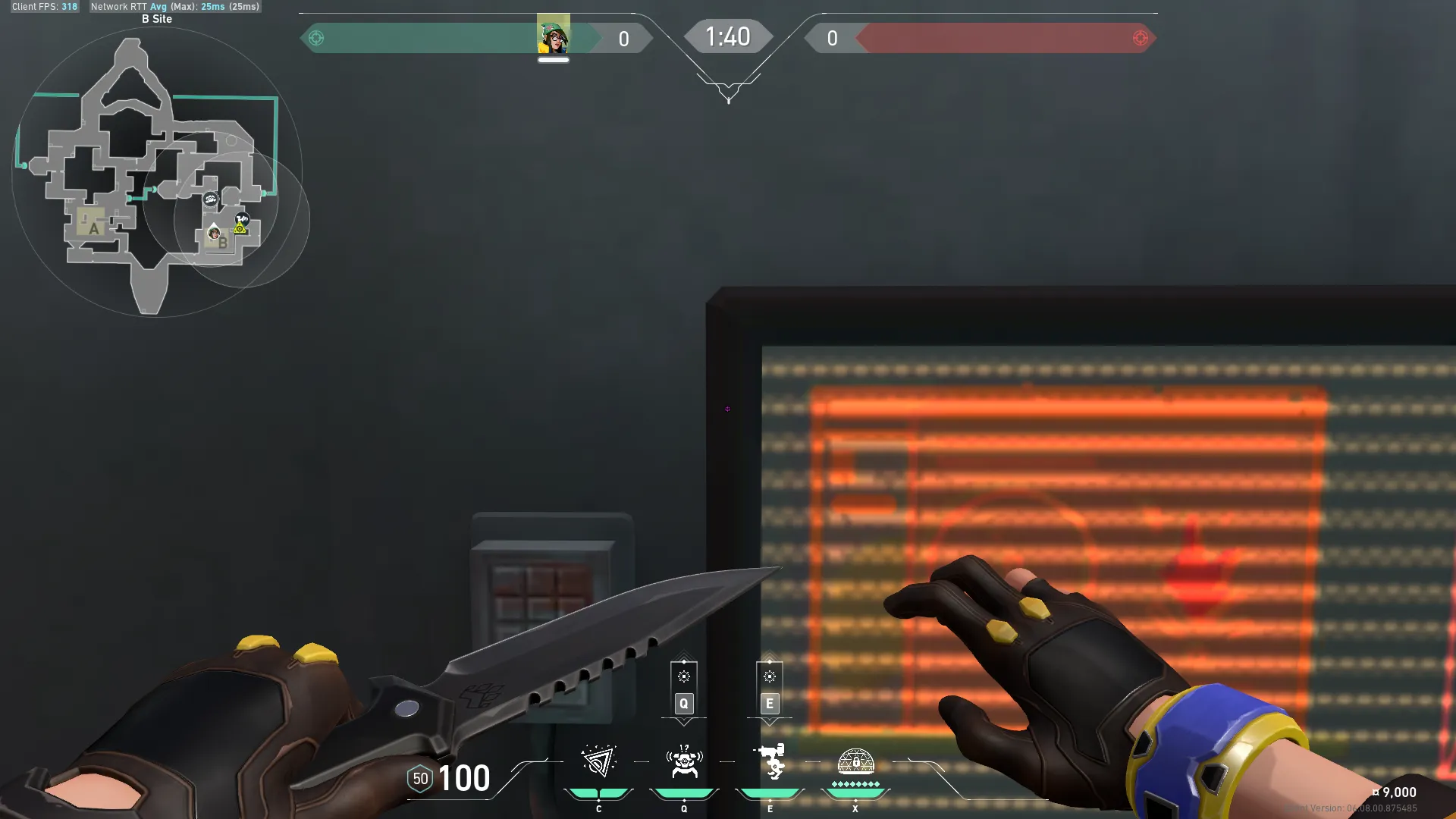 Killjoy Nanoswarm on Bind Defense Site B — step 2 of 4: Aim — line up the shot