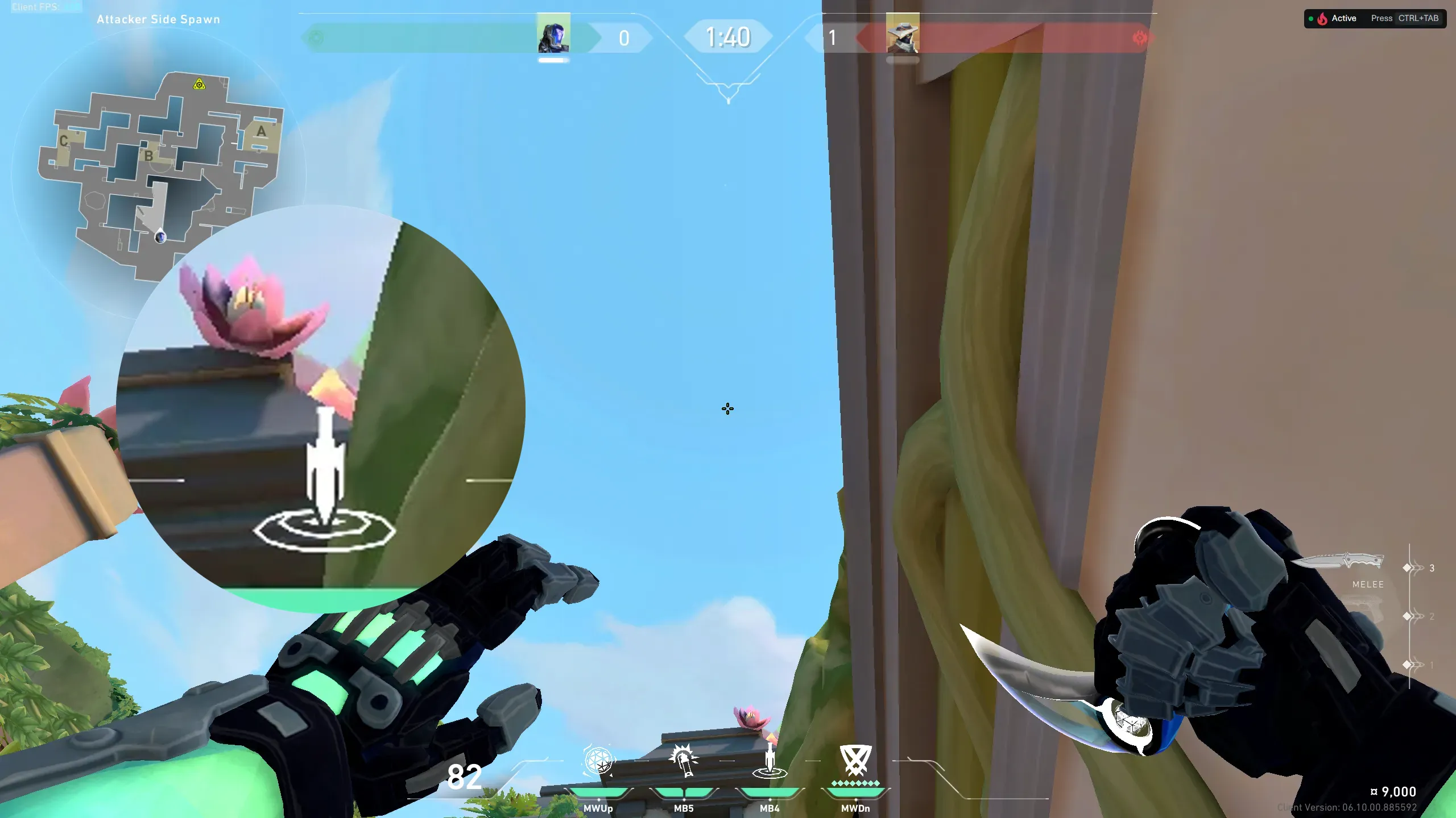 KAY/O Zero_Point on Lotus Attack Site B — step 2 of 3: Aim — line up the shot