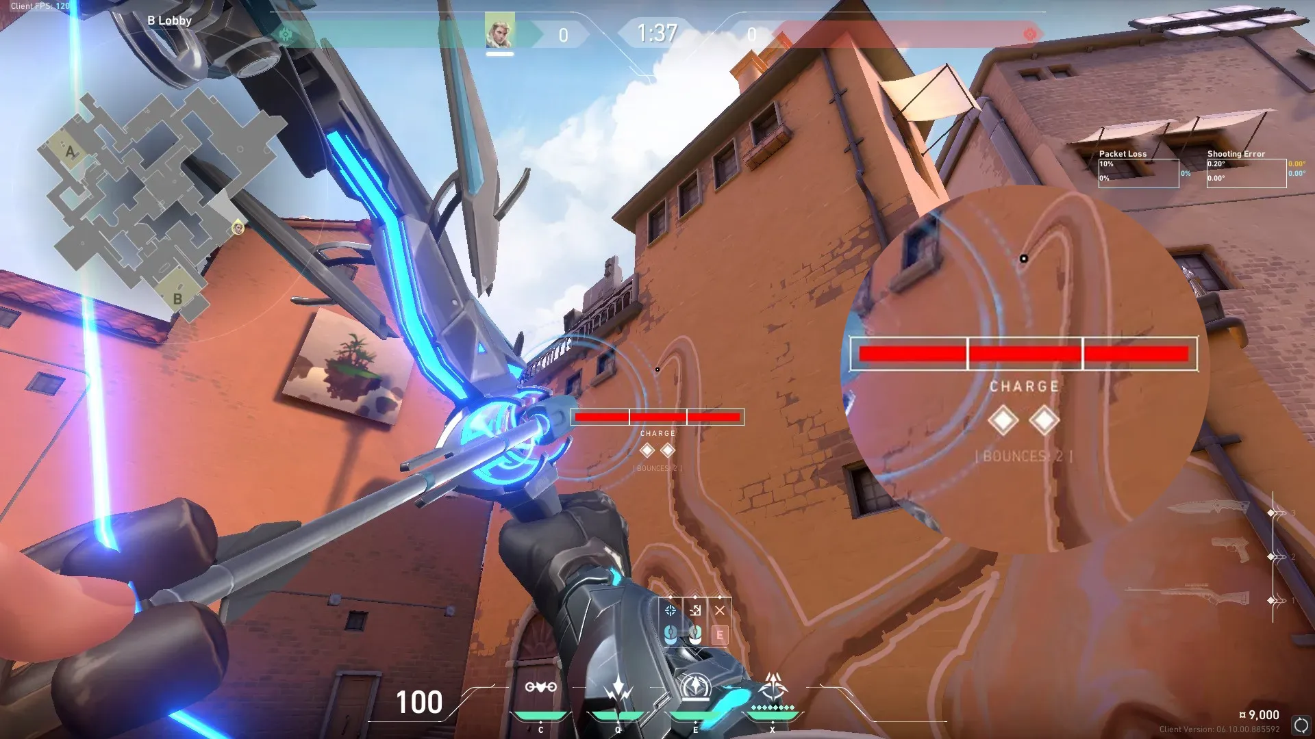 Sova Recon Bolt on Ascent Attack Site A — step 3 of 4: Aim — line up the shot