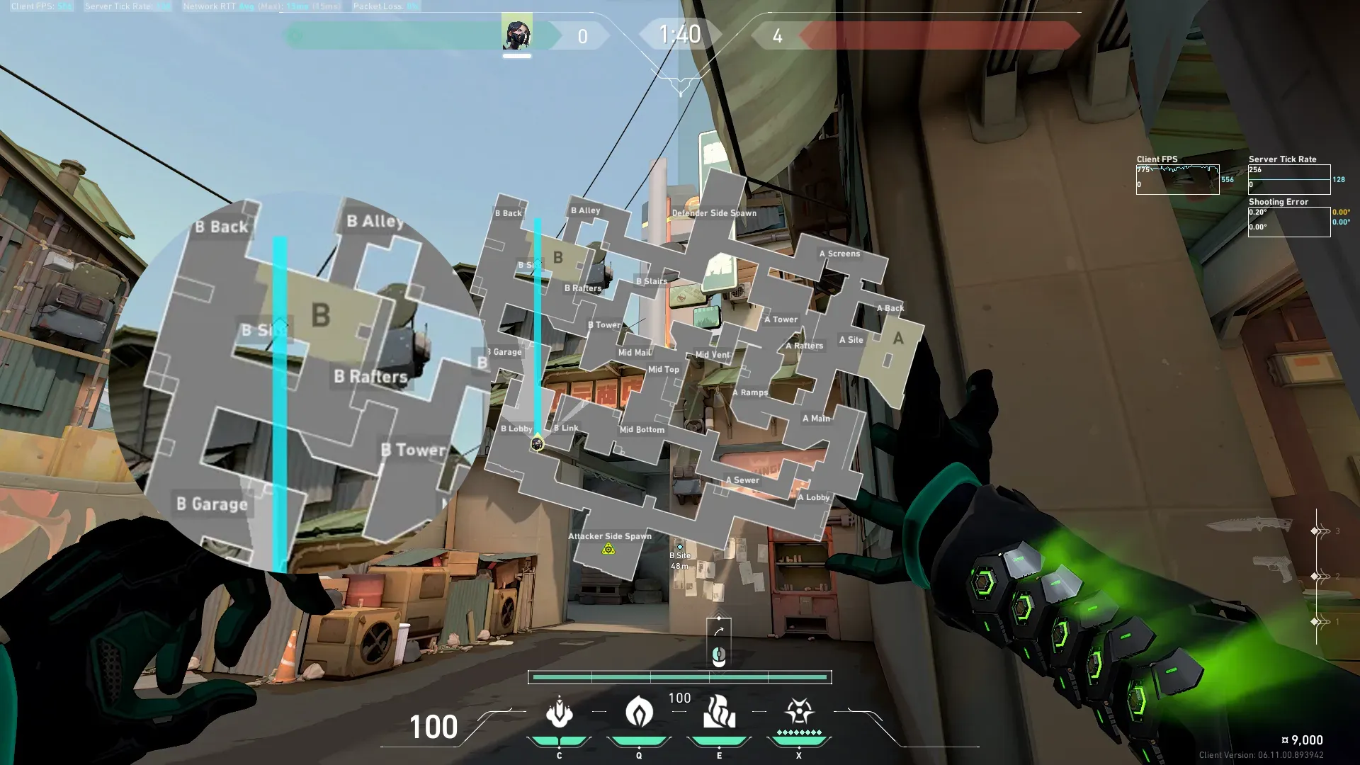 Viper Toxic Screen on Split Attack Site B — step 2 of 3: Aim — line up the shot