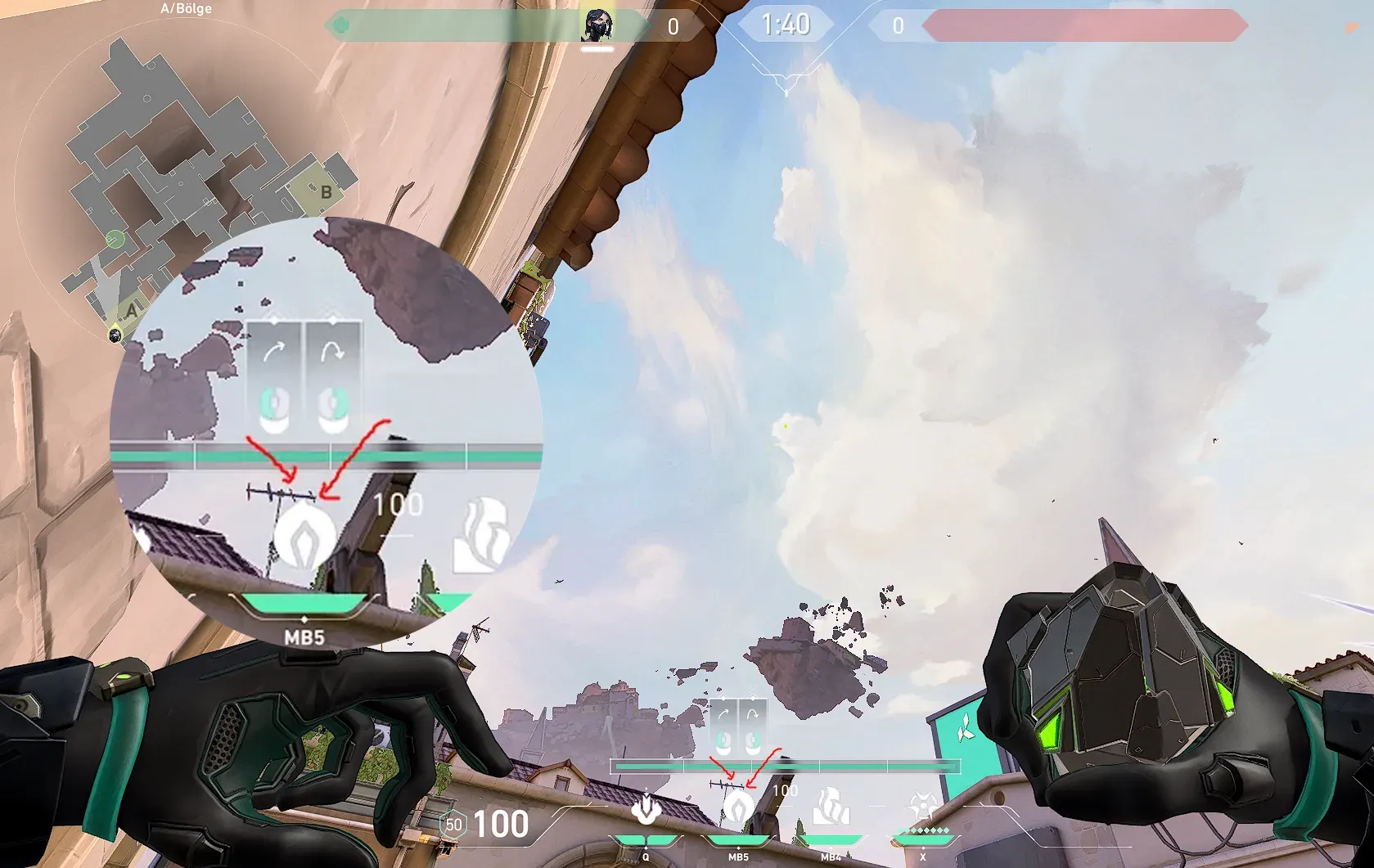 Viper Poison Cloud on Ascent Defense Site A — step 2 of 3: Aim — line up the shot