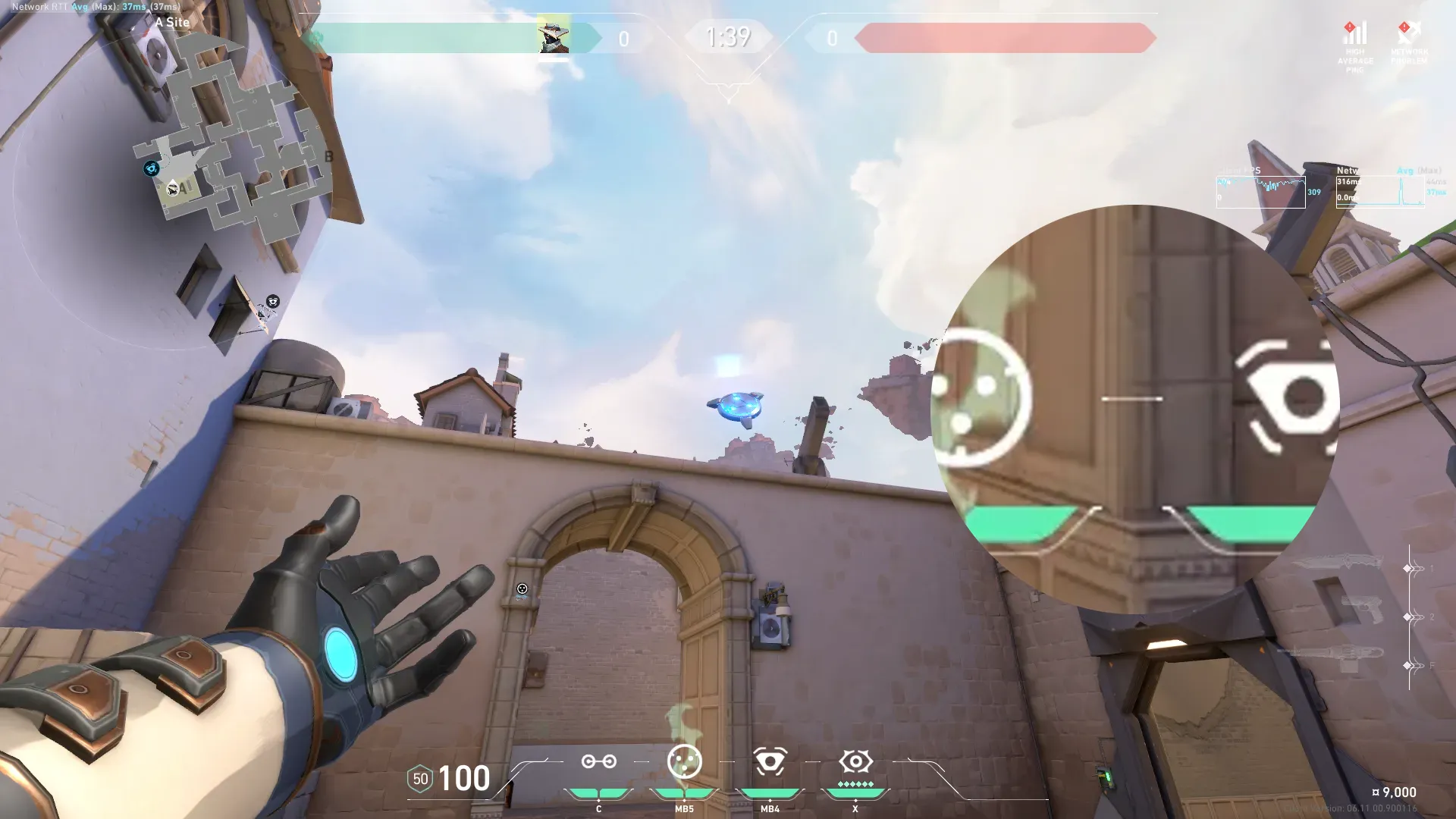 Cypher Trapwire on Ascent Defense Site A — step 7 of 8: Aim — line up the shot