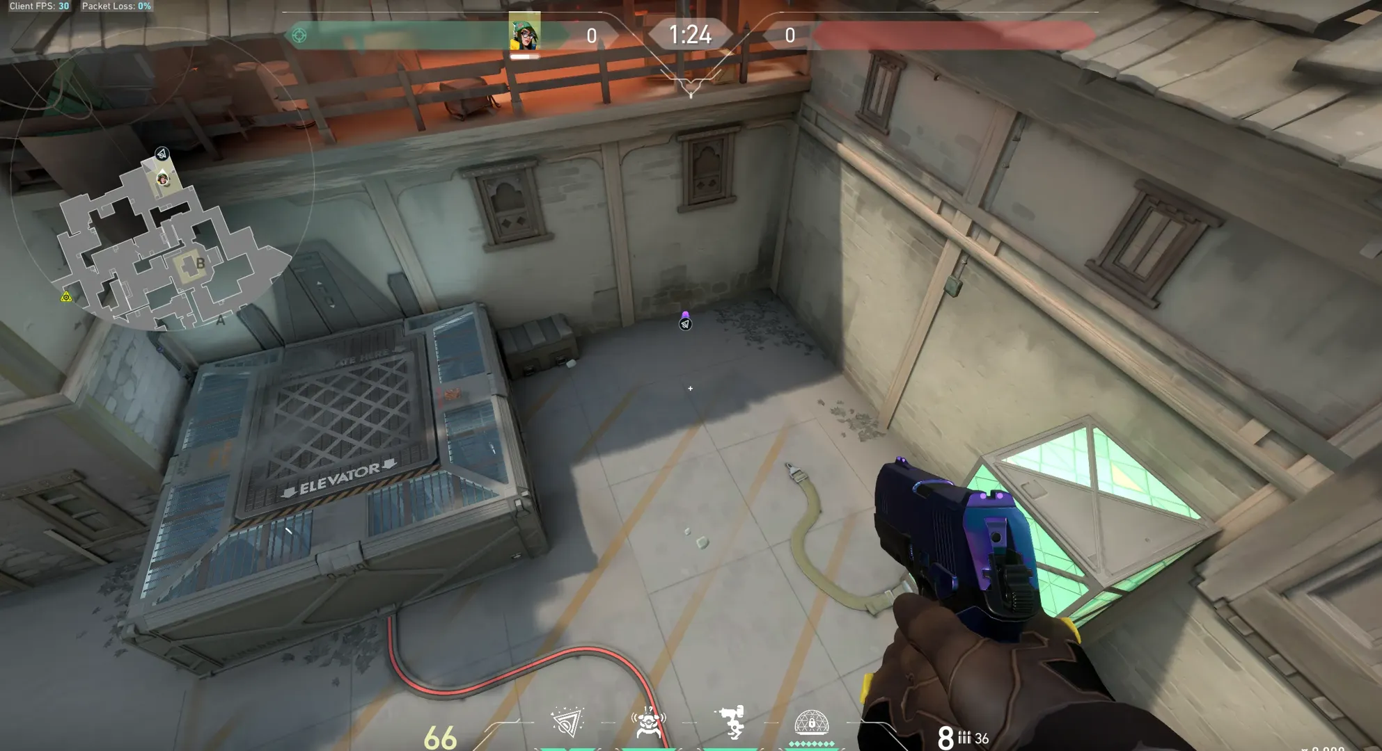 Killjoy Nanoswarm on Haven Defense Site C — step 3 of 4: Aim — line up the shot