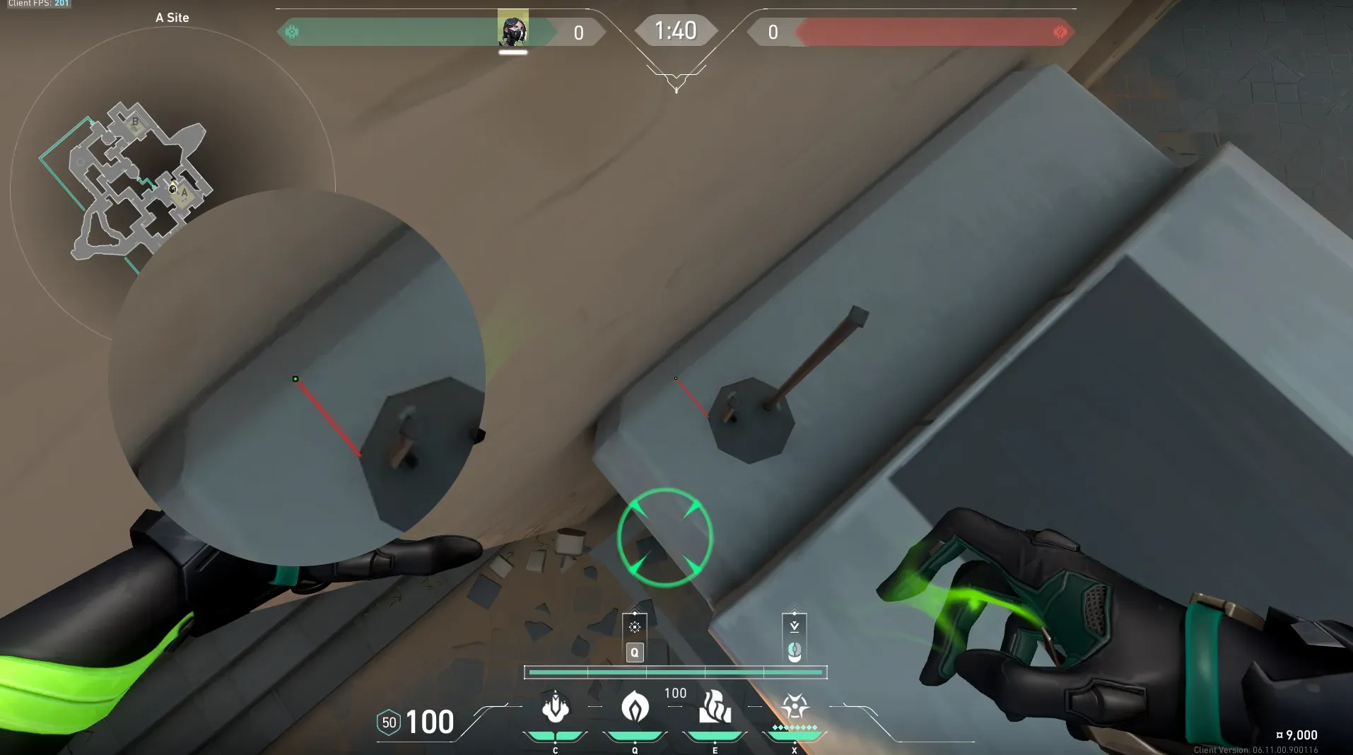 Viper Vipers Pit on Bind Defense Site A — step 3 of 7: Aim — line up the shot