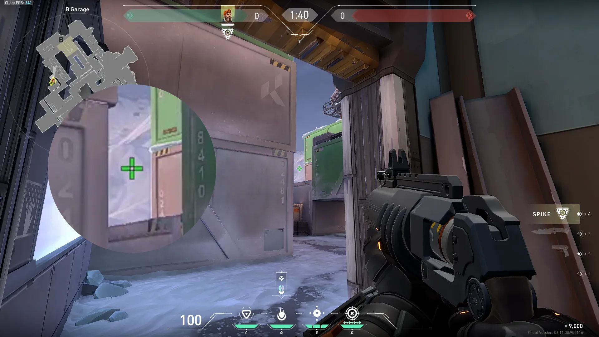Brimstone Incendiary on Icebox Attack Site B — step 2 of 3: Aim — line up the shot