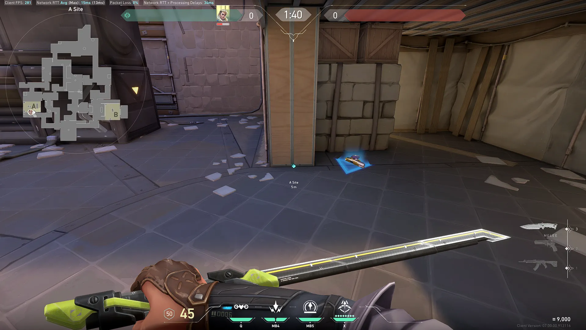 Sova Recon Bolt on Ascent Defense Site A — step 1 of 4: Position — where to stand