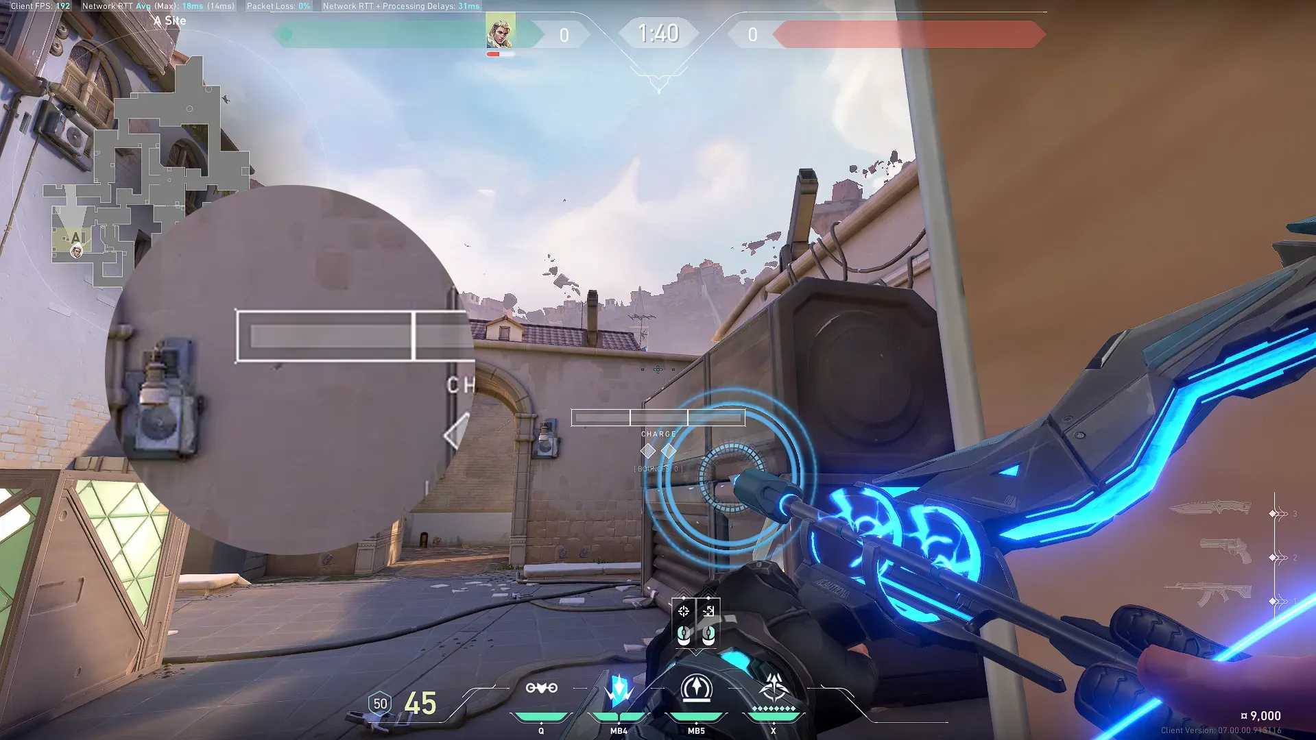 Sova Recon Bolt on Ascent Defense Site A — step 2 of 4: Aim — line up the shot