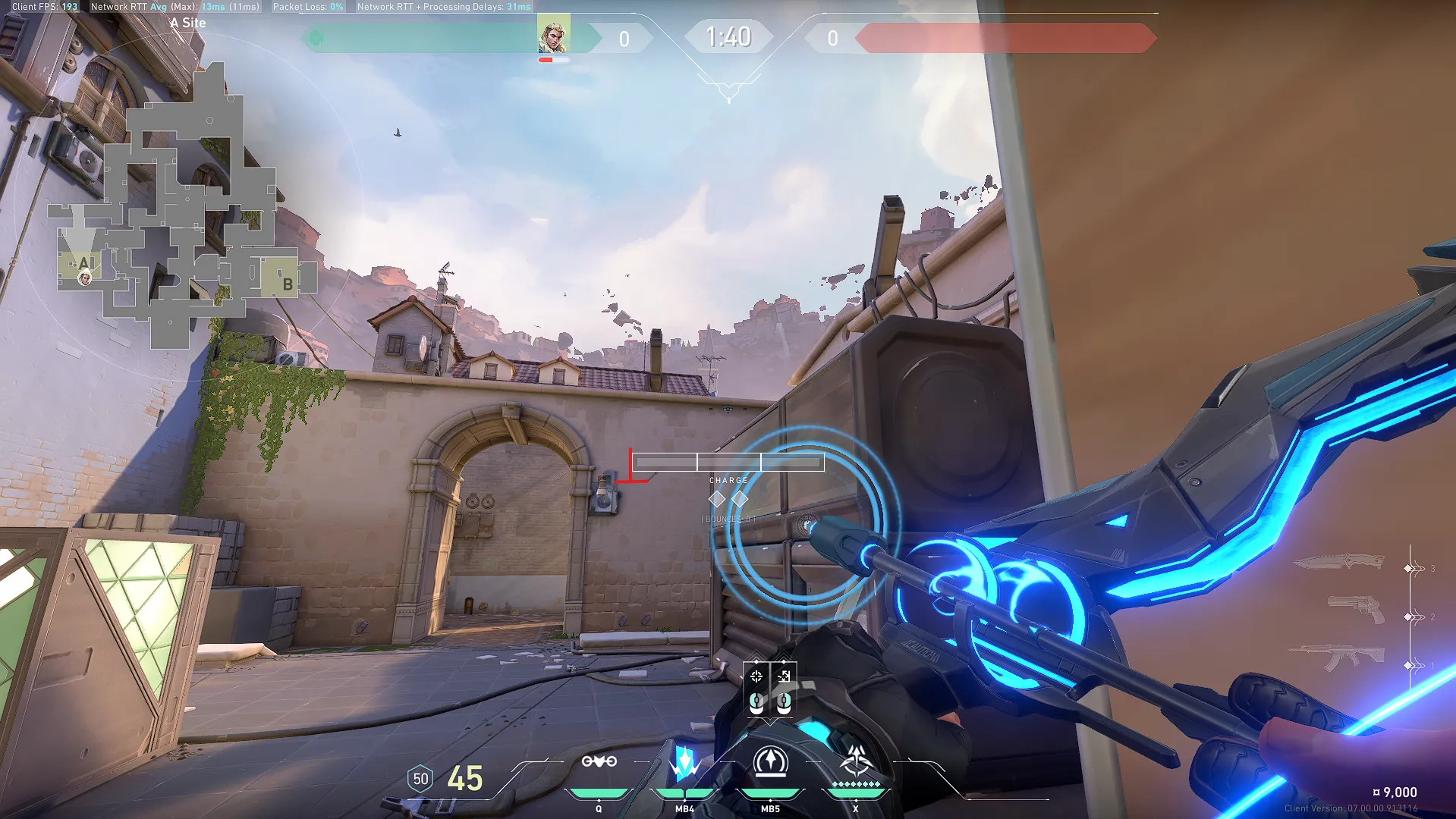 Sova Recon Bolt on Ascent Defense Site A — step 3 of 4: Aim — line up the shot