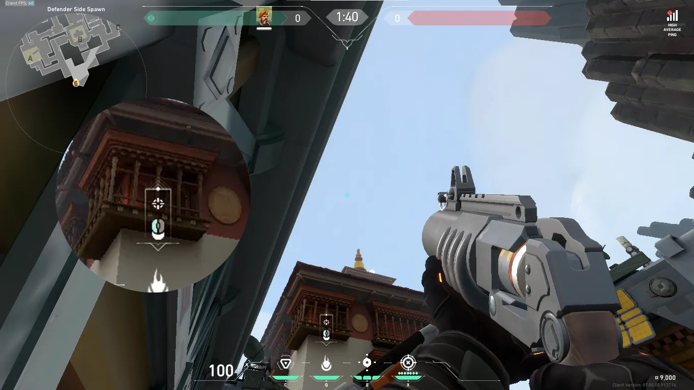Brimstone Incendiary on Haven Attack Site B — step 3 of 4: Aim — line up the shot