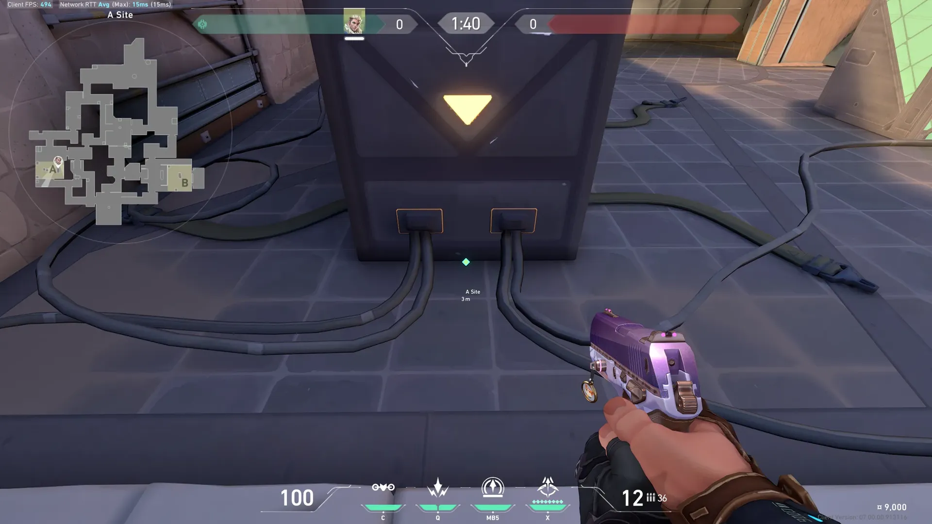 Sova Recon Bolt on Ascent Defense Site A — step 1 of 3: Position — where to stand