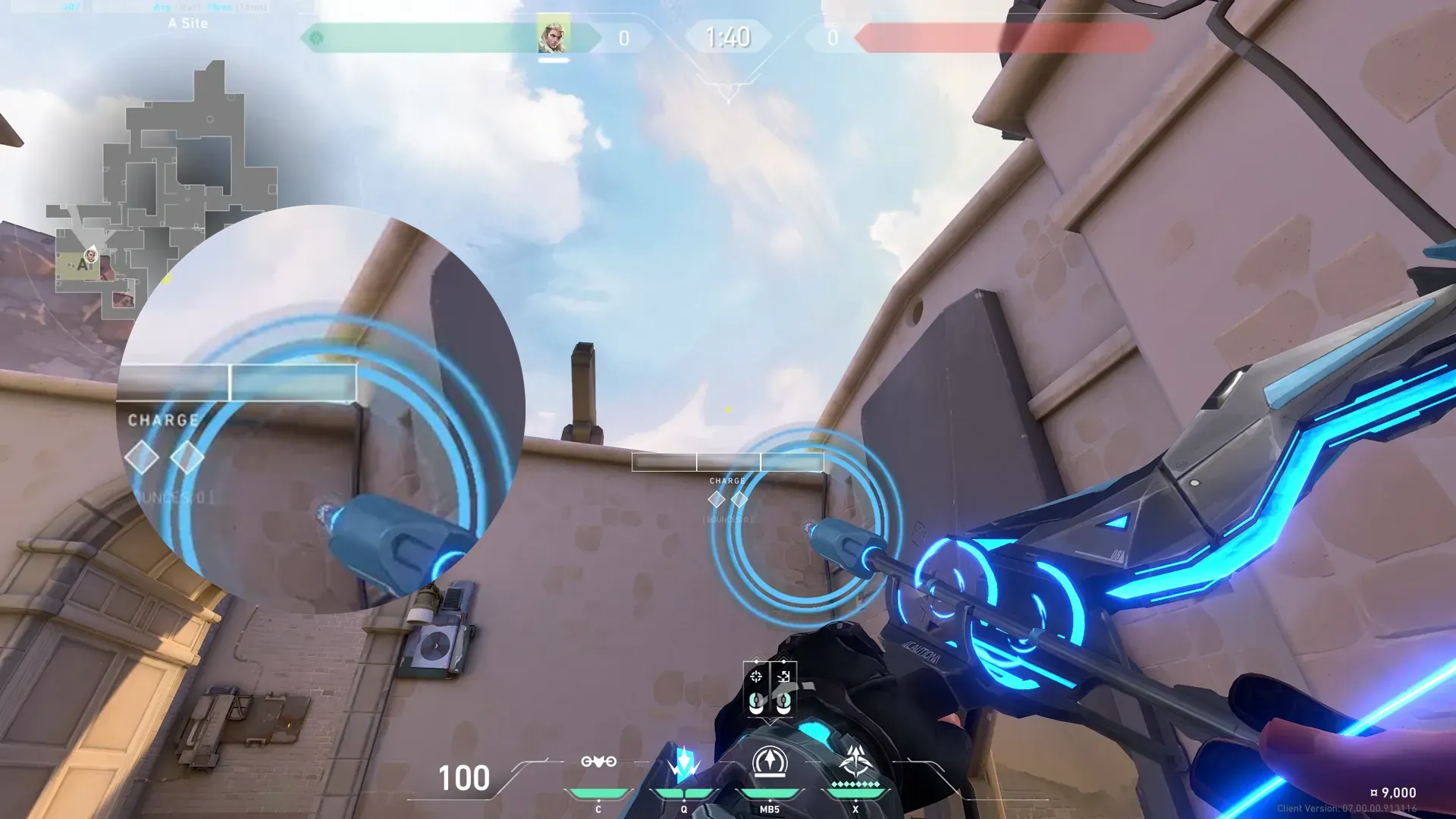 Sova Recon Bolt on Ascent Defense Site A — step 2 of 3: Aim — line up the shot