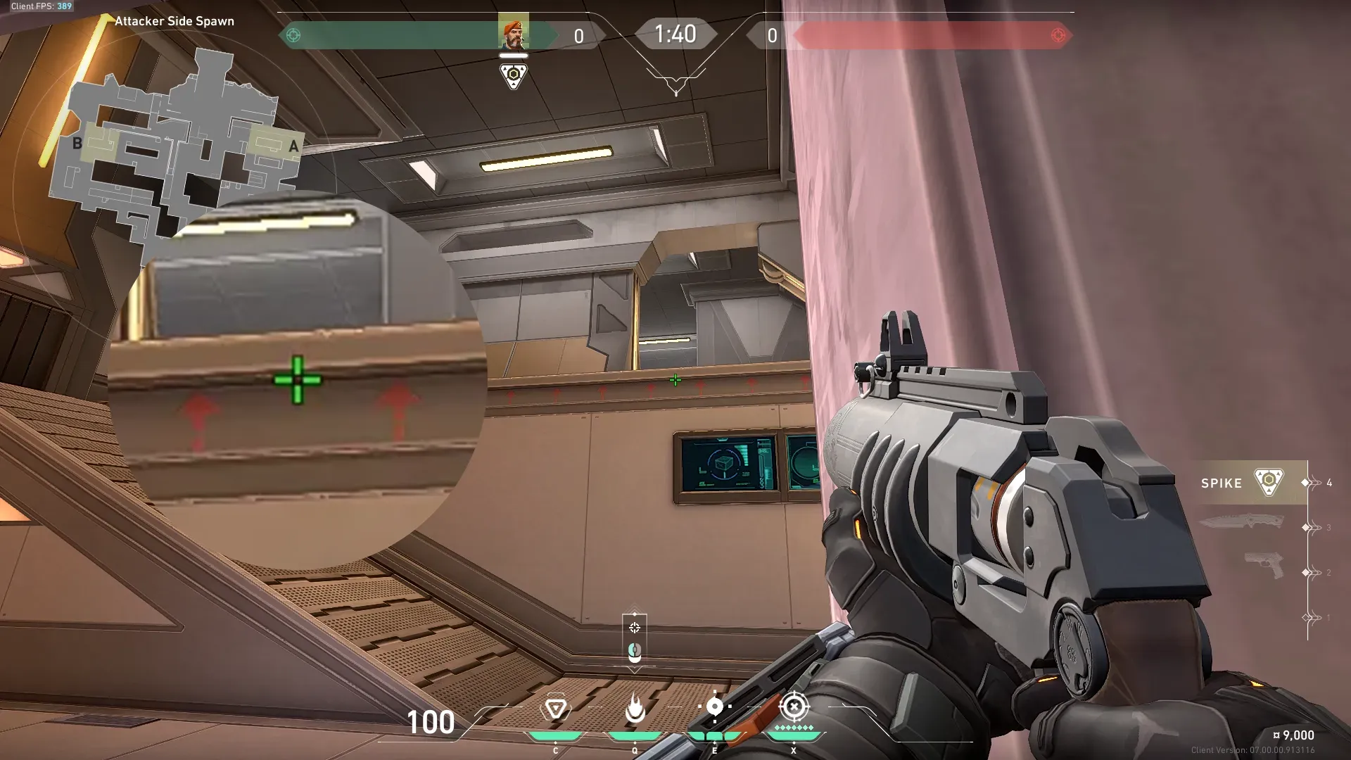 Brimstone Incendiary on Icebox Attack Site A — step 2 of 3: Aim — line up the shot