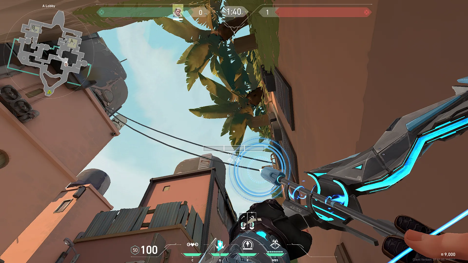 Sova Recon Bolt on Bind Attack Site A — step 3 of 4: Aim — line up the shot