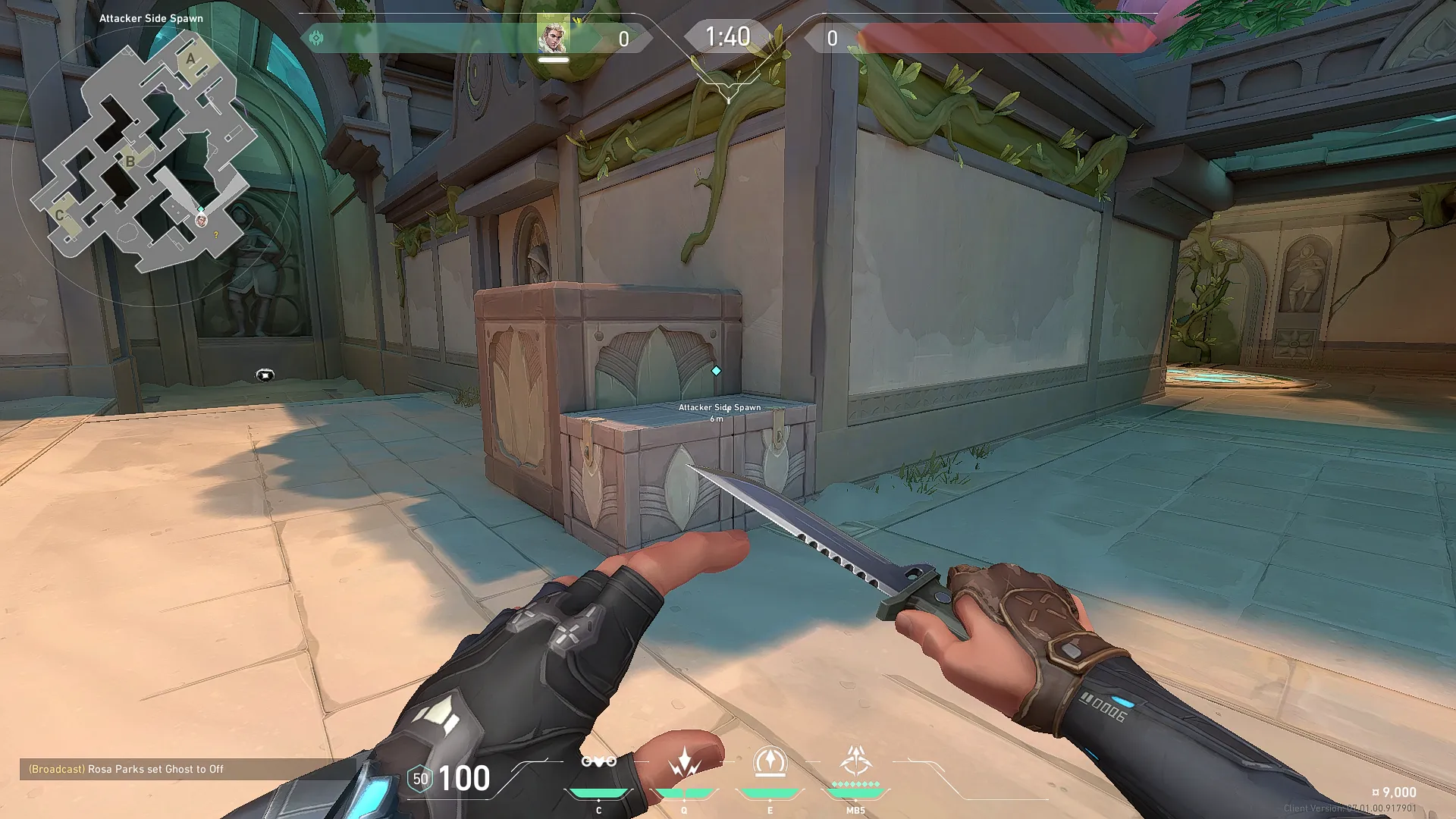 Sova Recon Bolt on Lotus Attack Site B — step 1 of 6: Position — where to stand