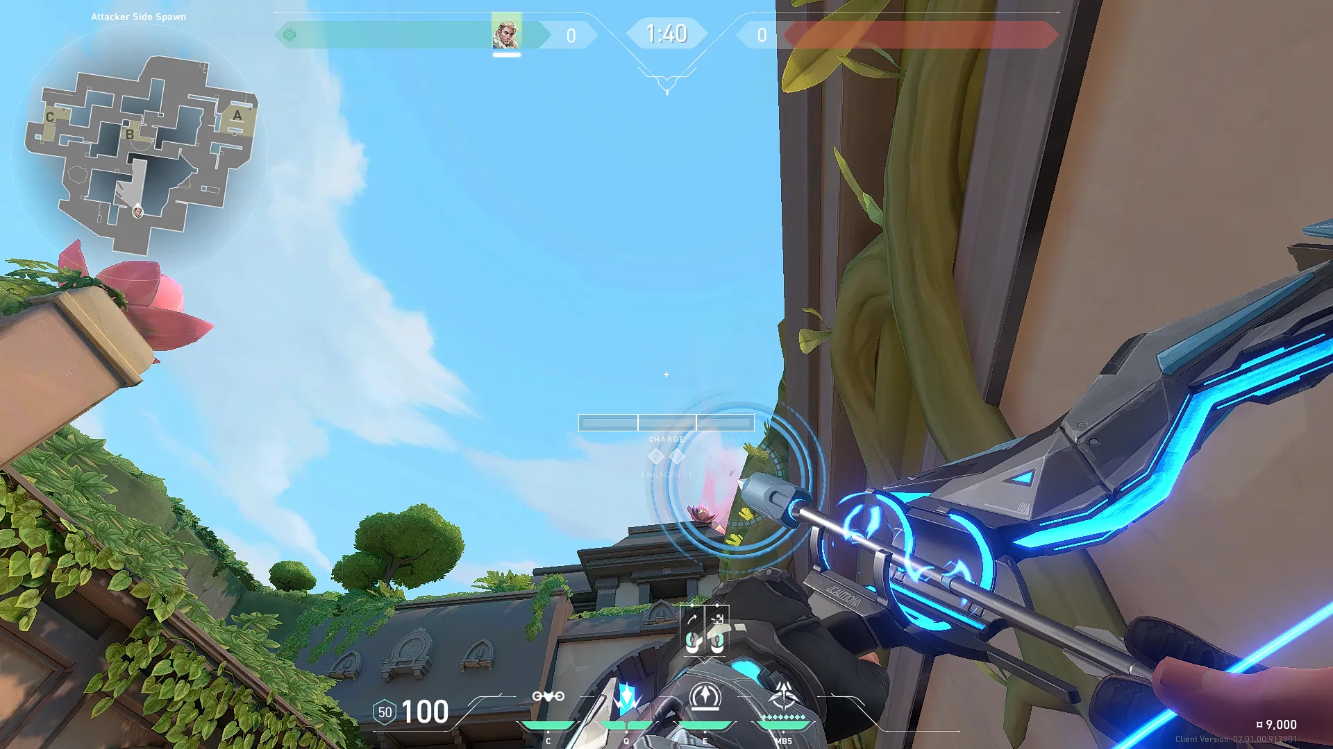 Sova Recon Bolt on Lotus Attack Site B — step 5 of 6: Aim — line up the shot