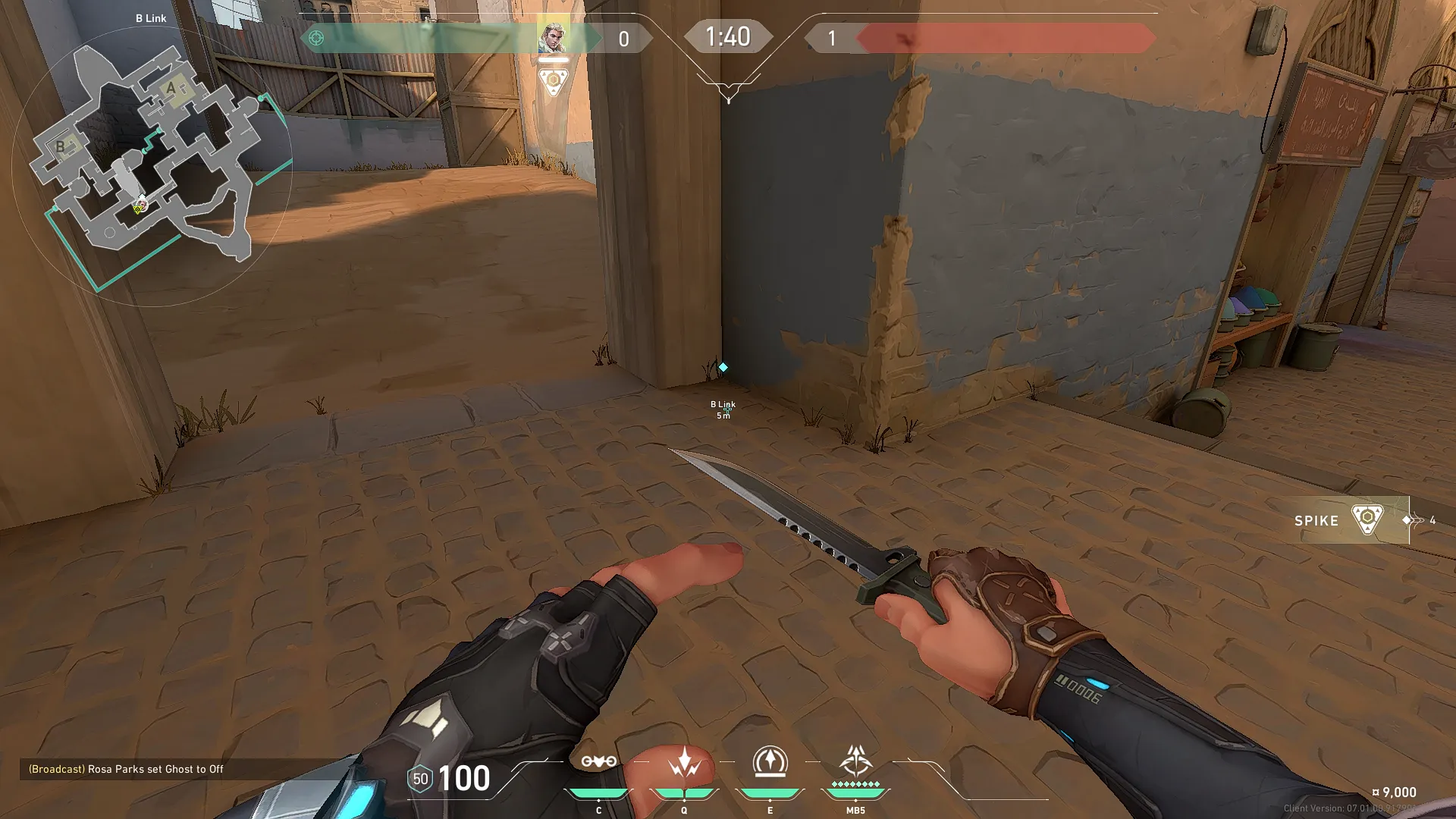 Sova Recon Bolt on Bind Attack Site B — step 1 of 4: Position — where to stand
