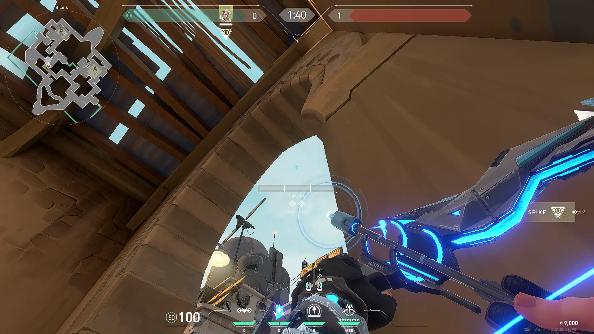 Sova Recon Bolt on Bind Attack Site B — step 3 of 4: Aim — line up the shot