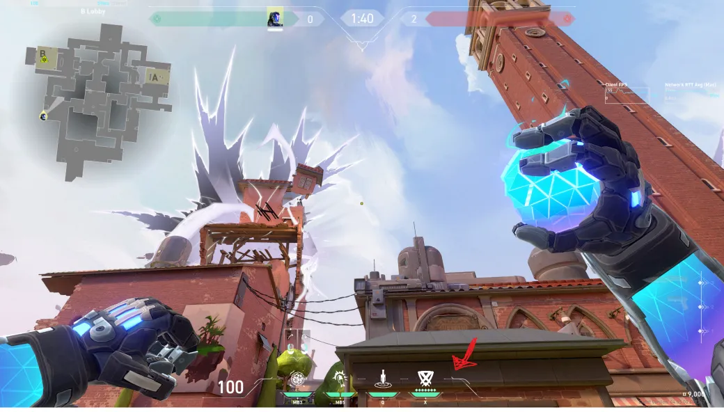 KAY/O Frag_Ment on Ascent Attack Site B — step 2 of 3: Aim — line up the shot