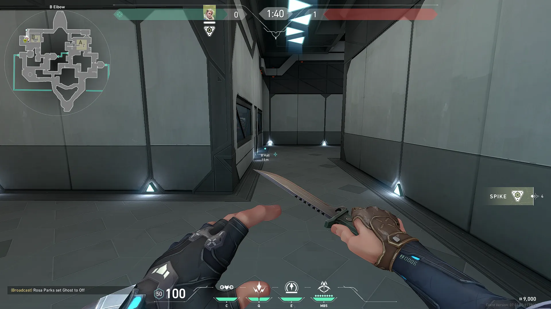 Sova Recon Bolt on Bind Defense Site B — step 1 of 3: Position — where to stand