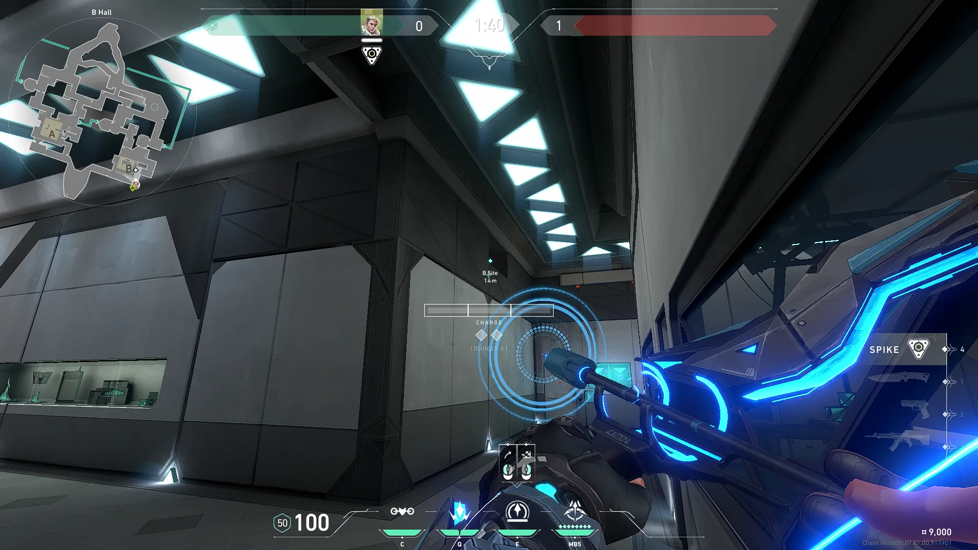 Sova Recon Bolt on Bind Defense Site B — step 2 of 3: Aim — line up the shot