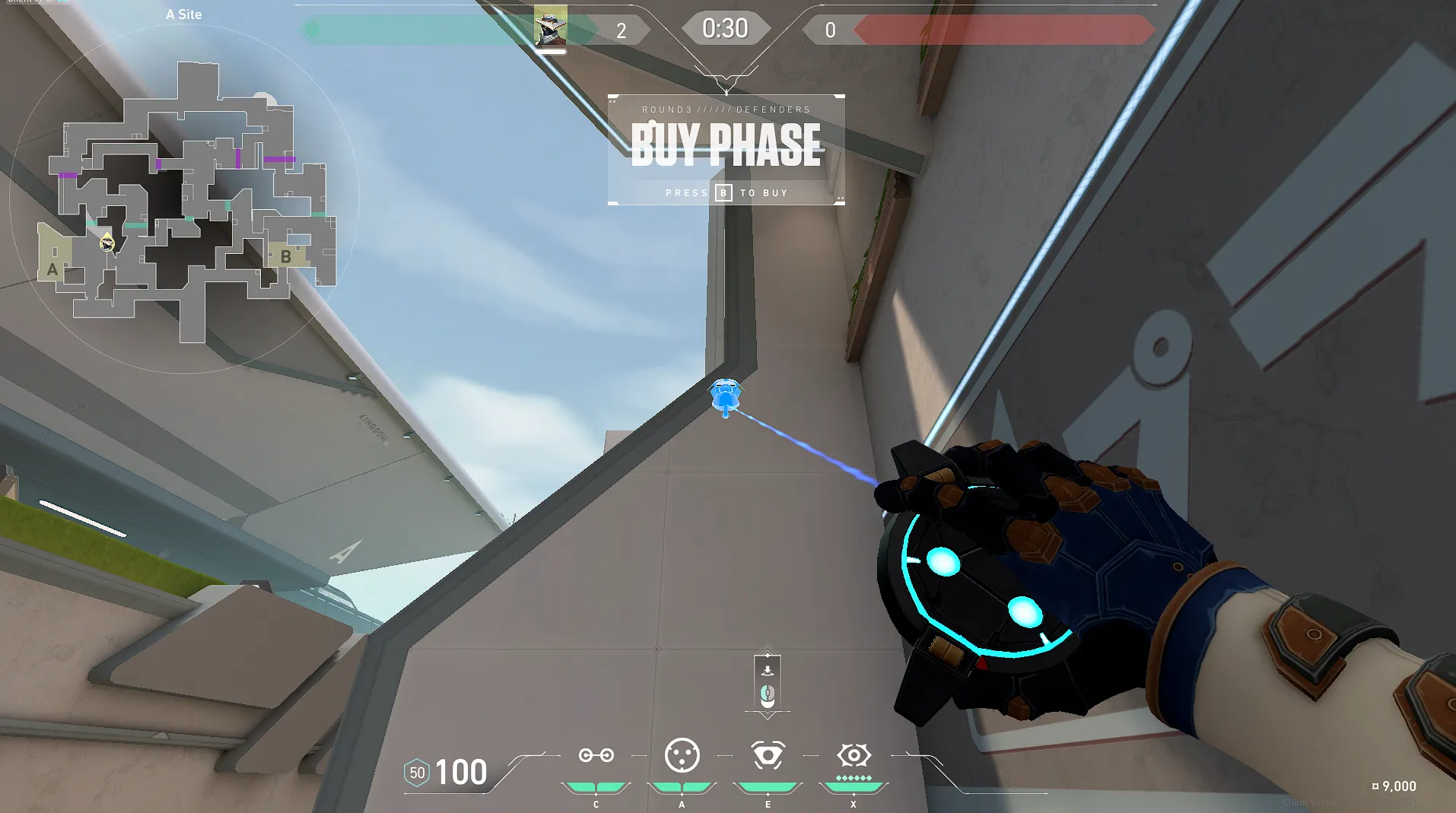 Cypher Spycam on Split Defense Site A — step 2 of 4: Aim — line up the shot