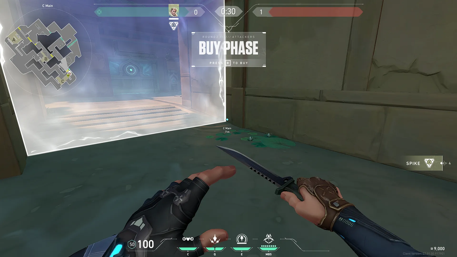 Sova Recon Bolt on Lotus Attack Site C — step 1 of 4: Position — where to stand