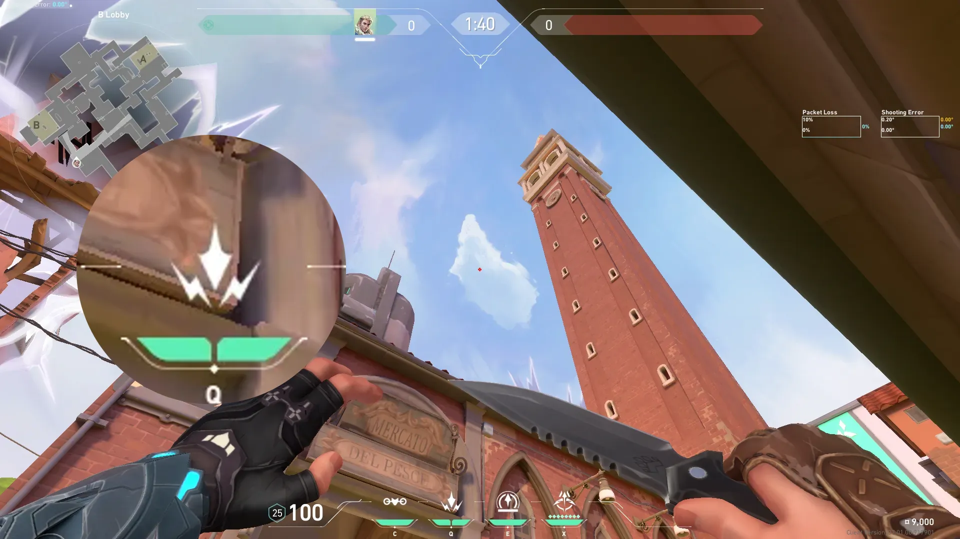 Sova Recon Bolt on Ascent Attack Mid — step 2 of 3: Aim — line up the shot