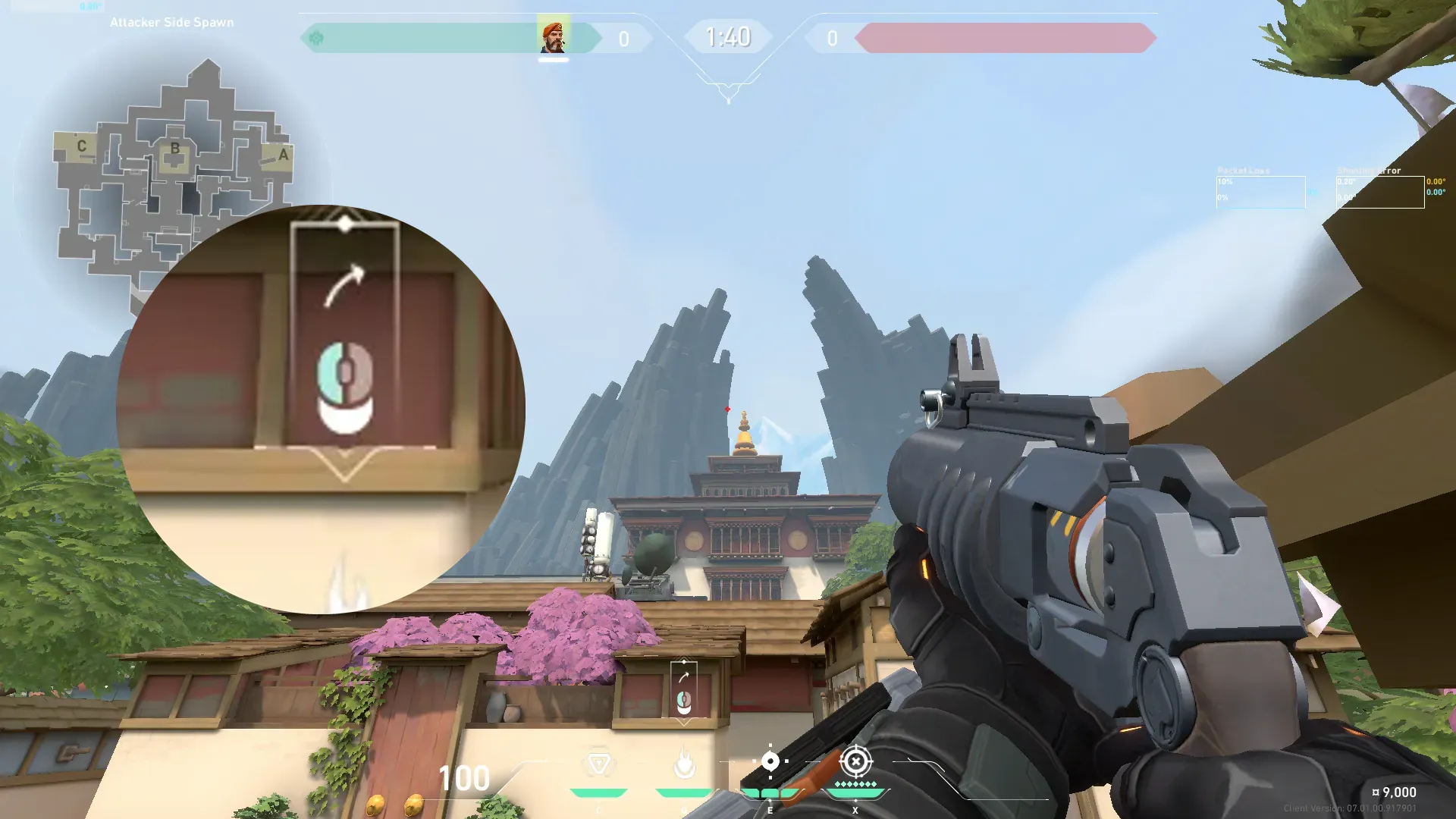Brimstone Incendiary on Haven Attack Site B — step 2 of 3: Aim — line up the shot