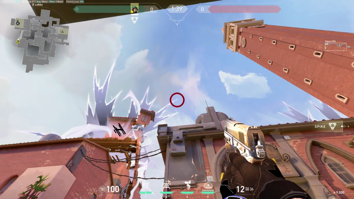 Killjoy Nanoswarm on Ascent Attack Site B — step 2 of 3: Aim — line up the shot