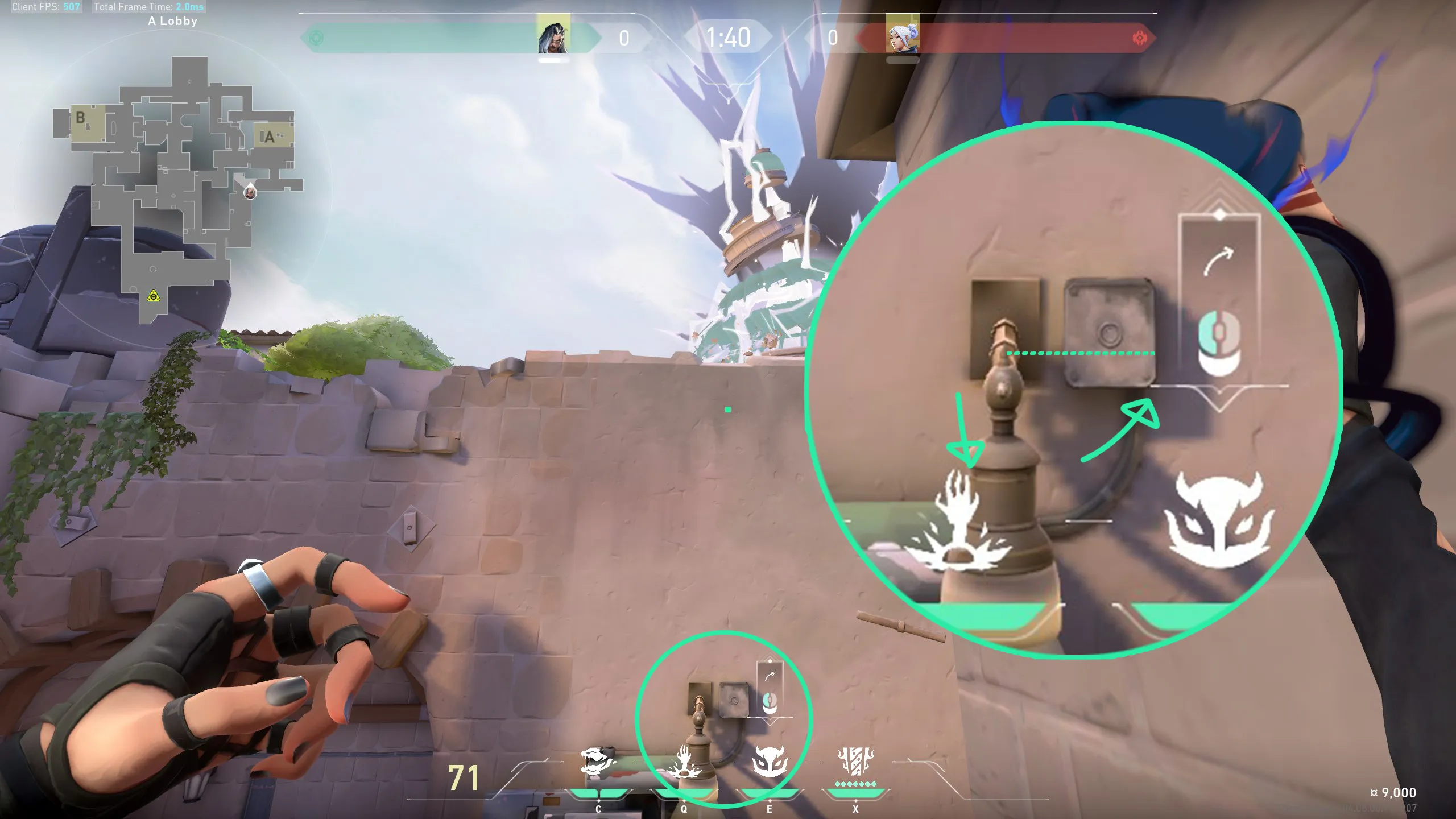 Fade Haunt on Ascent Attack Site A — step 2 of 3: Aim — line up the shot