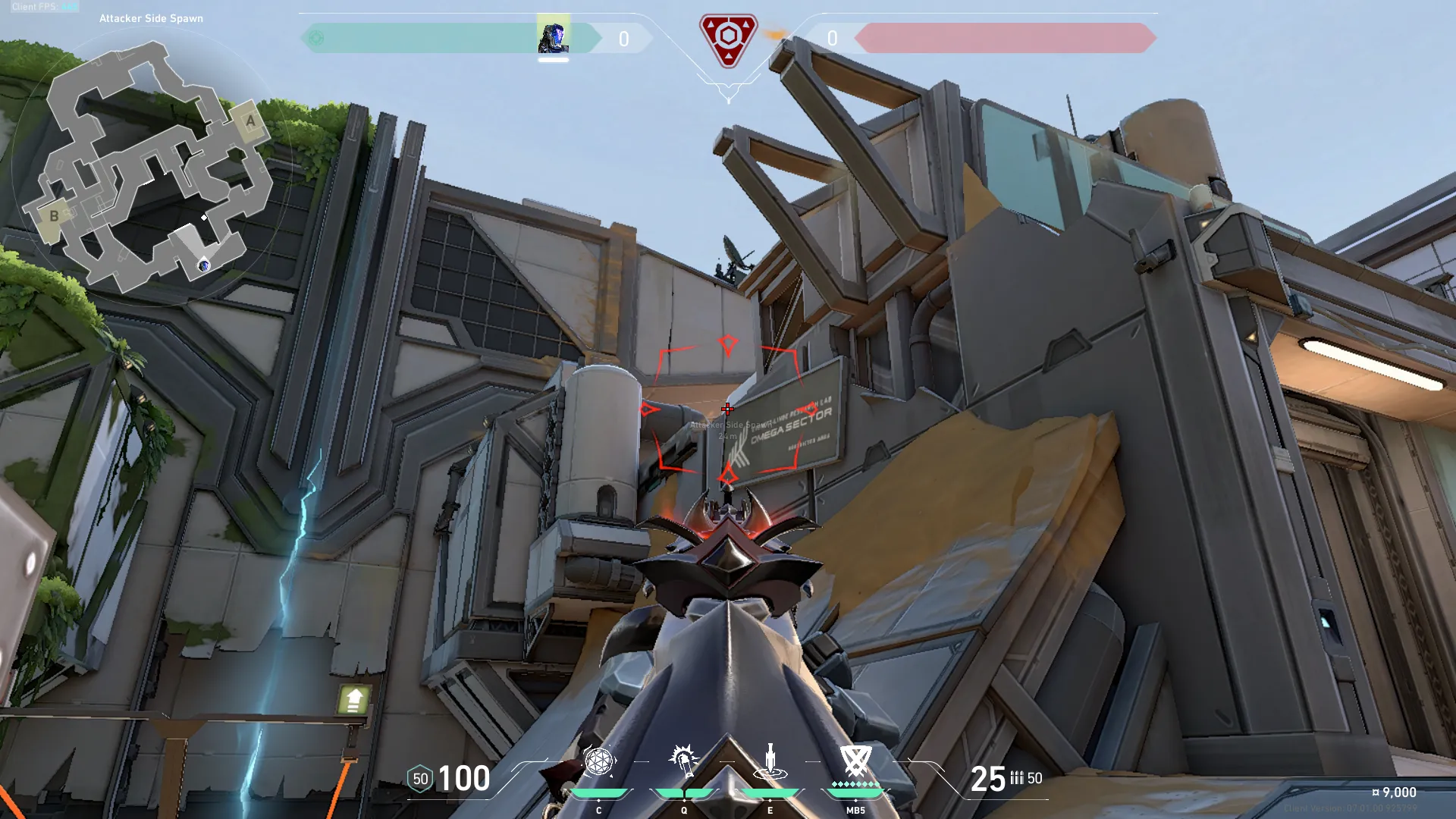 KAY/O Zero_Point on Fracture Attack Site A — step 2 of 4: Aim — line up the shot