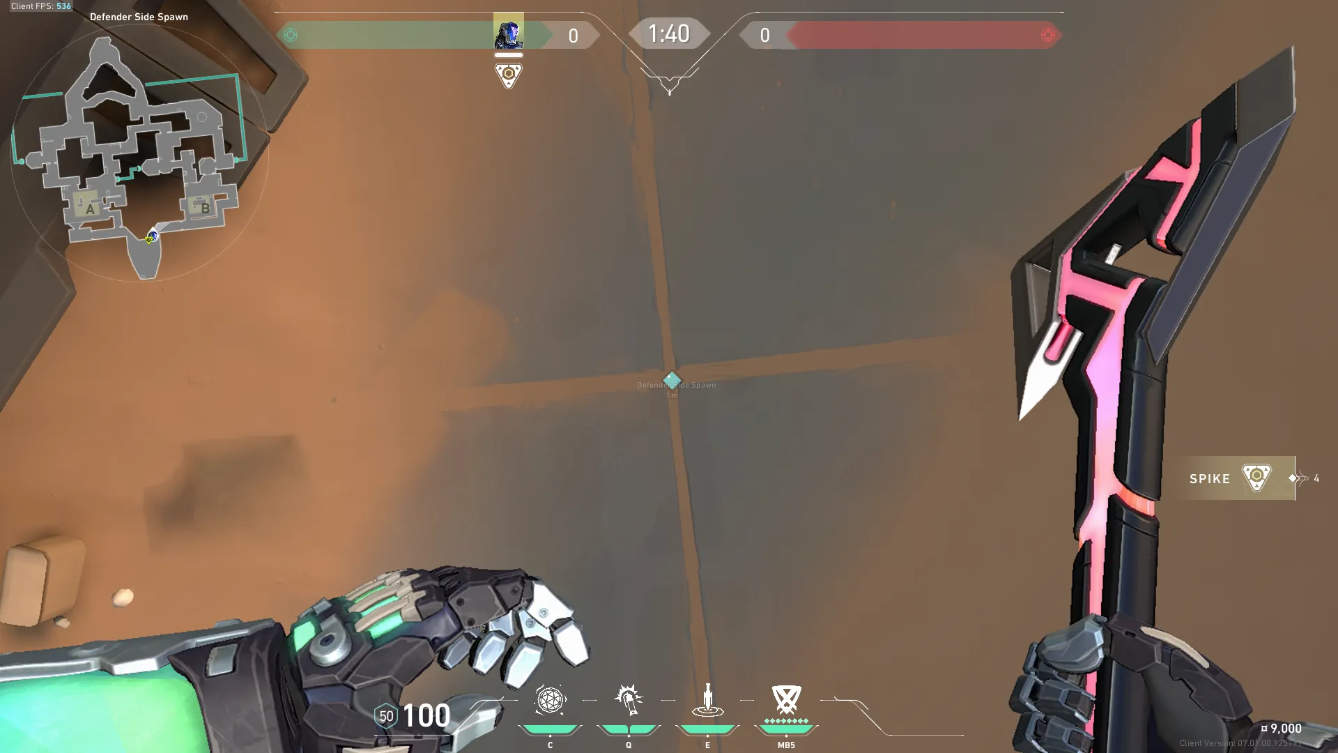 KAY/O Frag_Ment on Bind Defense Site B — step 2 of 5: Aim — line up the shot