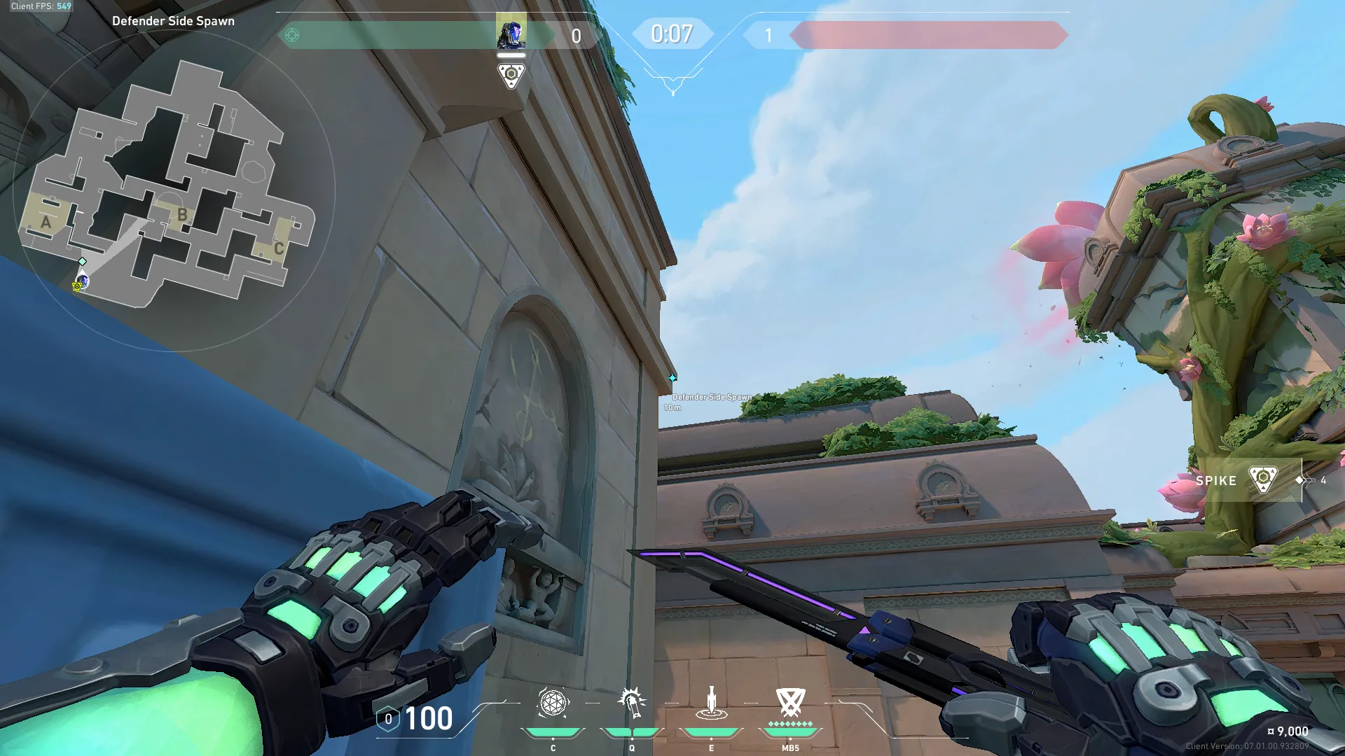 KAY/O Frag_Ment on Lotus Defense Site A — step 2 of 4: Aim — line up the shot