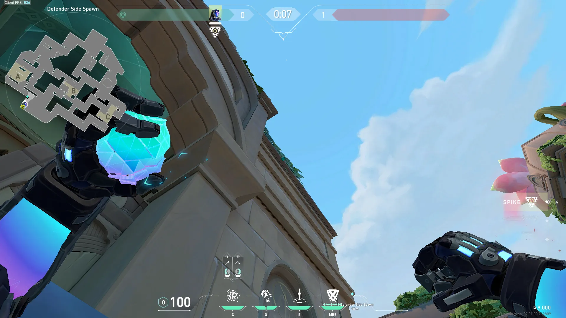 KAY/O Frag_Ment on Lotus Defense Site A — step 3 of 4: Aim — line up the shot