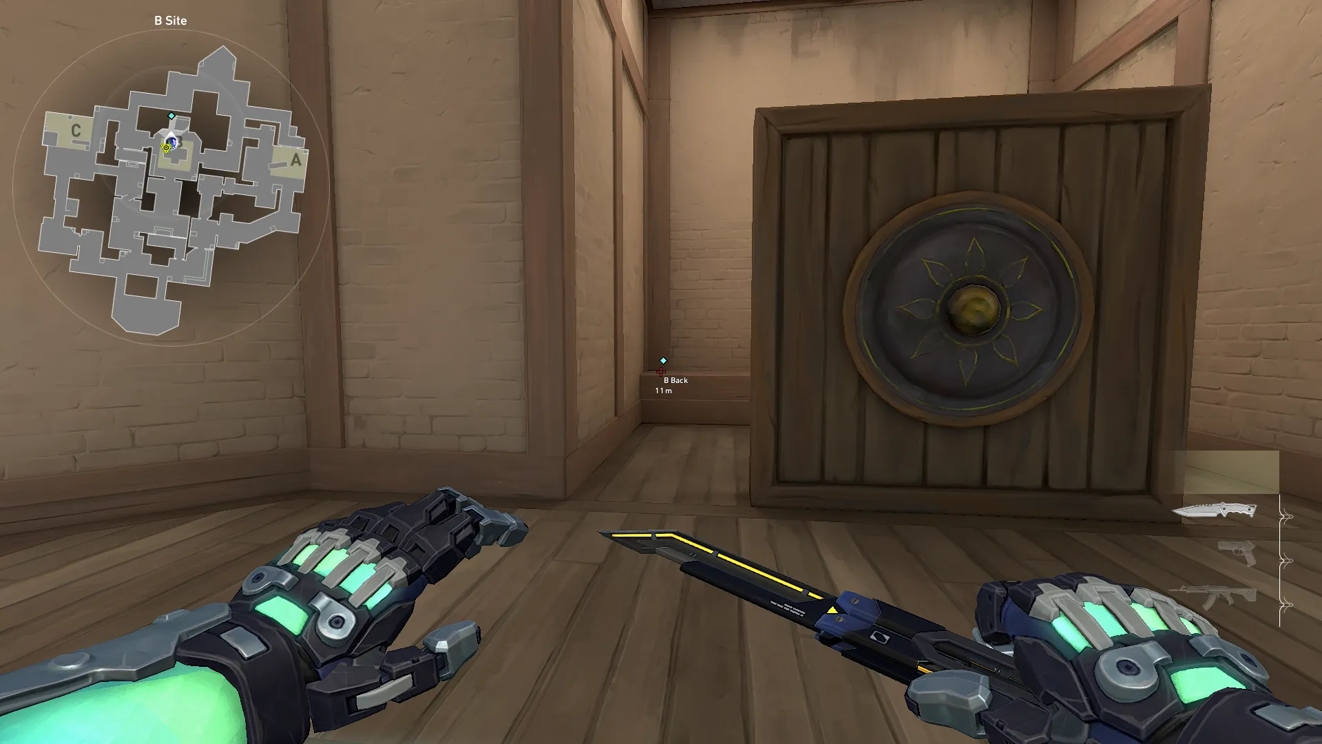 KAY/O Flash_Drive on Haven Defense Site B — step 1 of 3: Position — where to stand