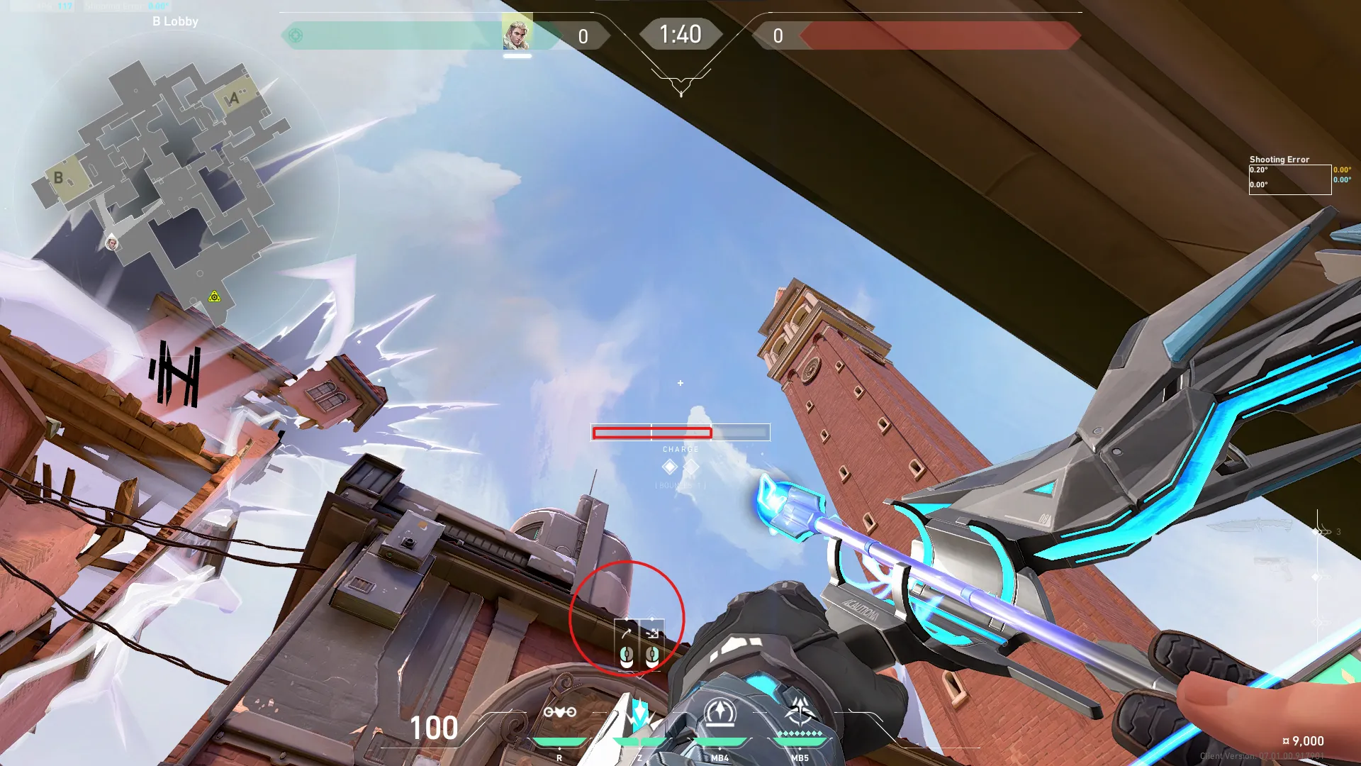 Sova Shock Bolt on Ascent Attack Site B — step 2 of 3: Aim — line up the shot