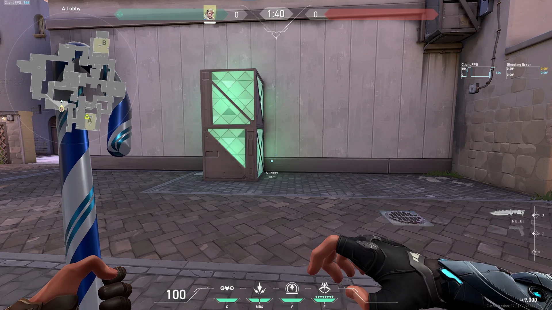 Sova Shock Bolt on Ascent Attack Site A — step 1 of 4: Position — where to stand
