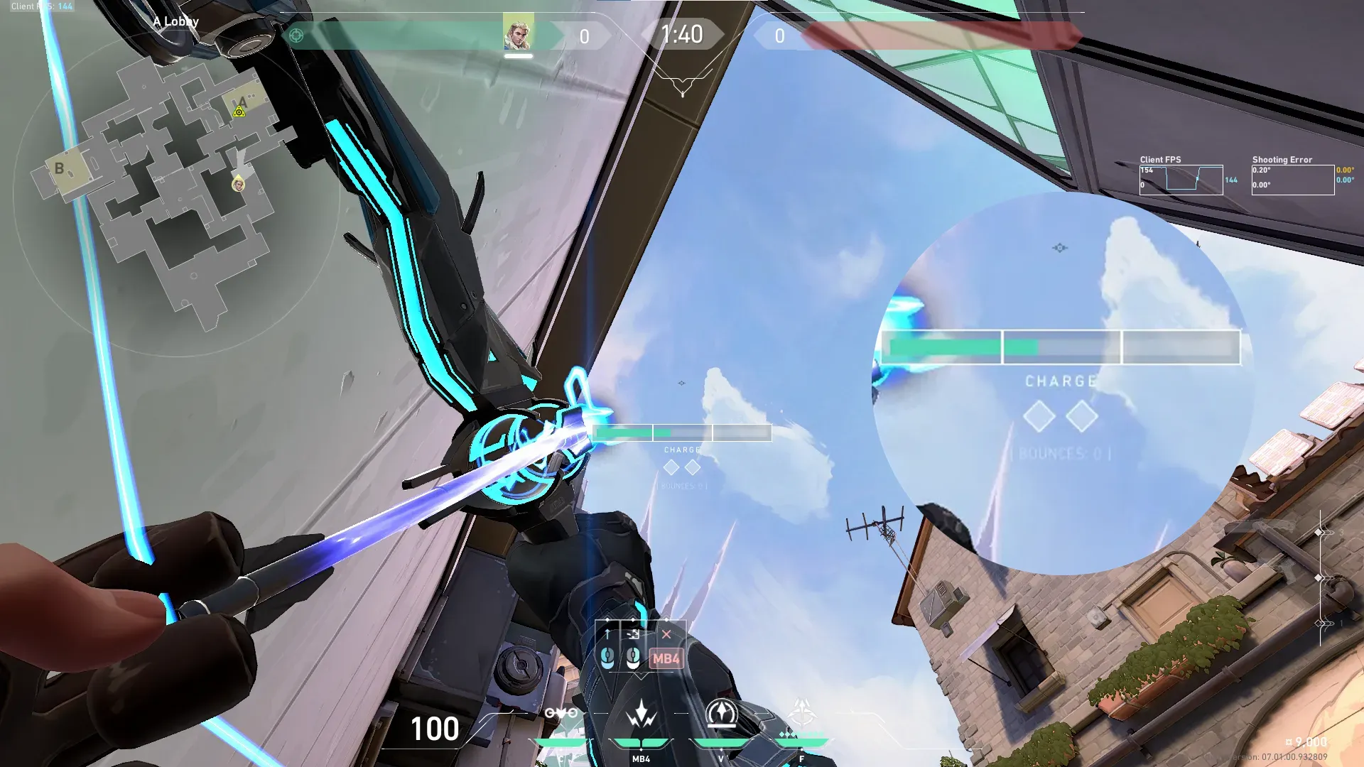 Sova Shock Bolt on Ascent Attack Site A — step 2 of 4: Aim — line up the shot