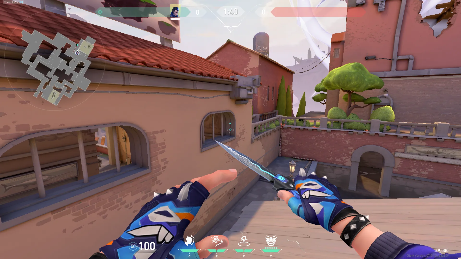 Yoru Blindside on Ascent Defense Site B — step 3 of 4: Aim — line up the shot