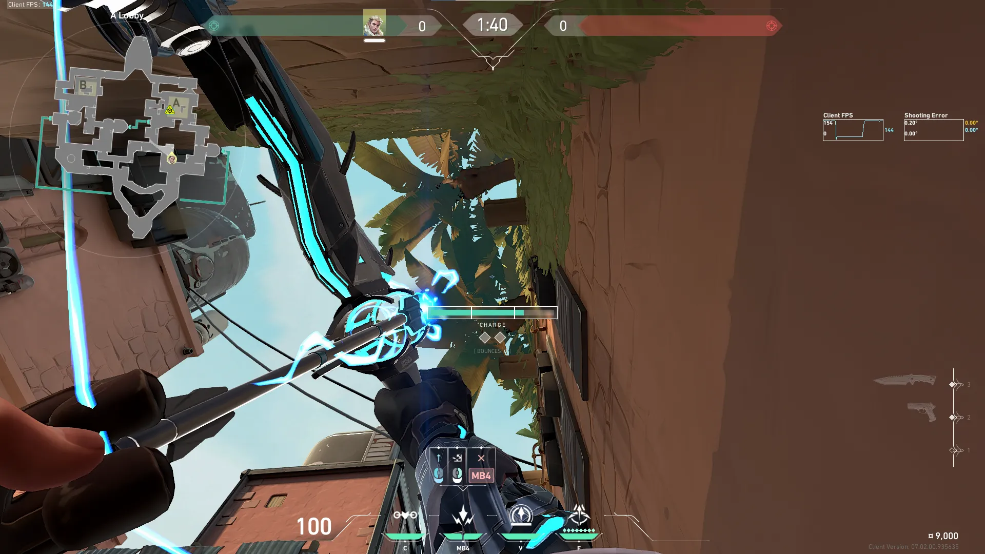 Sova Shock Bolt on Bind Attack Site A — step 2 of 4: Aim — line up the shot