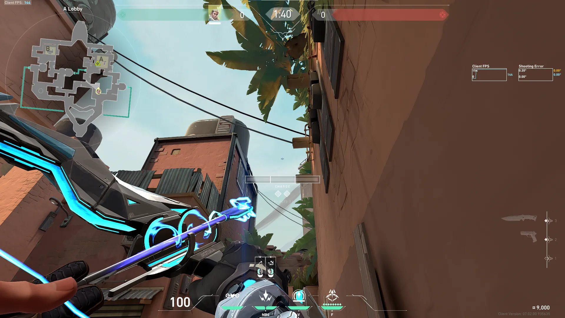 Sova Shock Bolt on Bind Attack Site A — step 3 of 4: Aim — line up the shot
