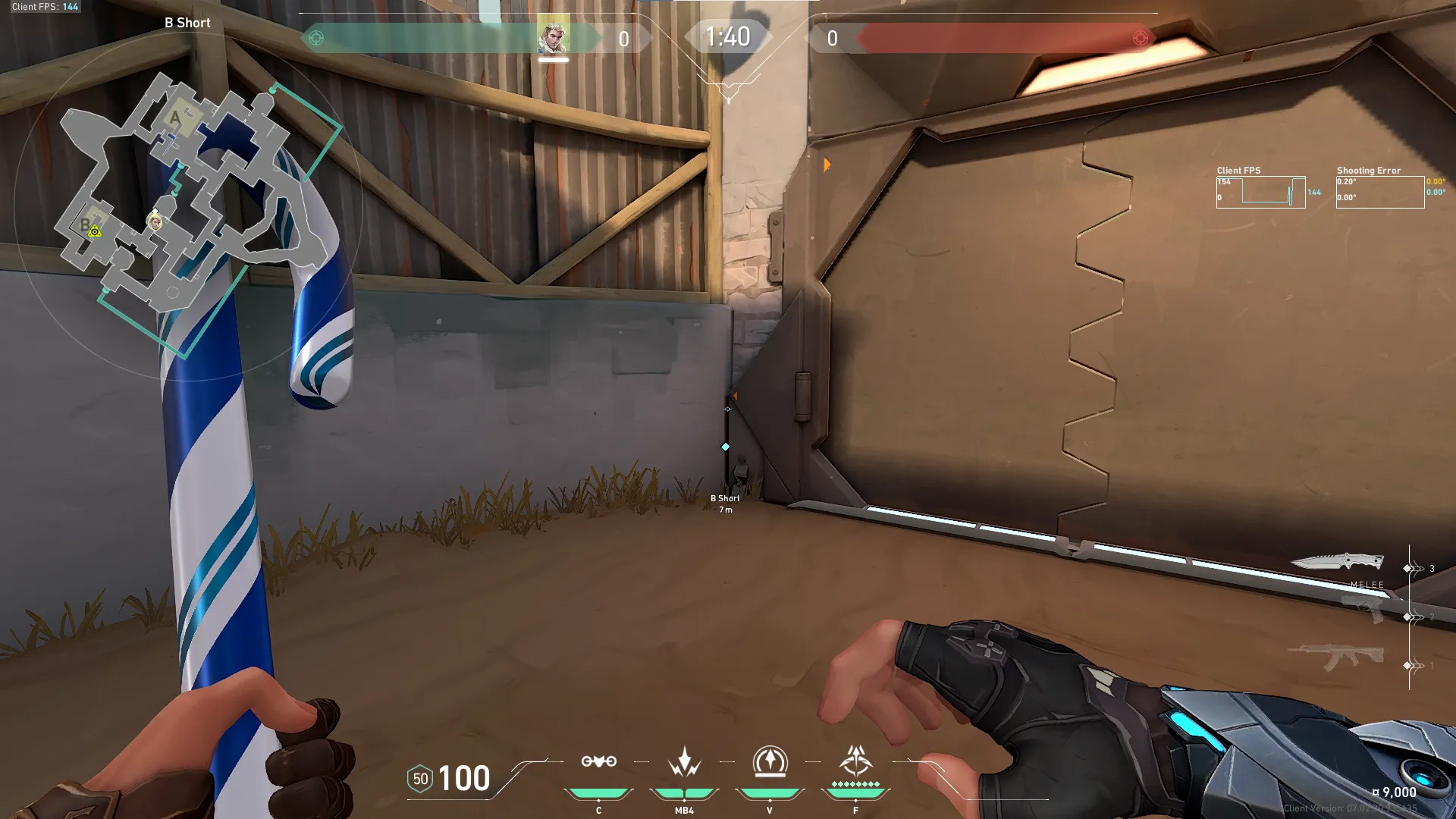 Sova Shock Bolt on Bind Attack Site B — step 1 of 4: Position — where to stand