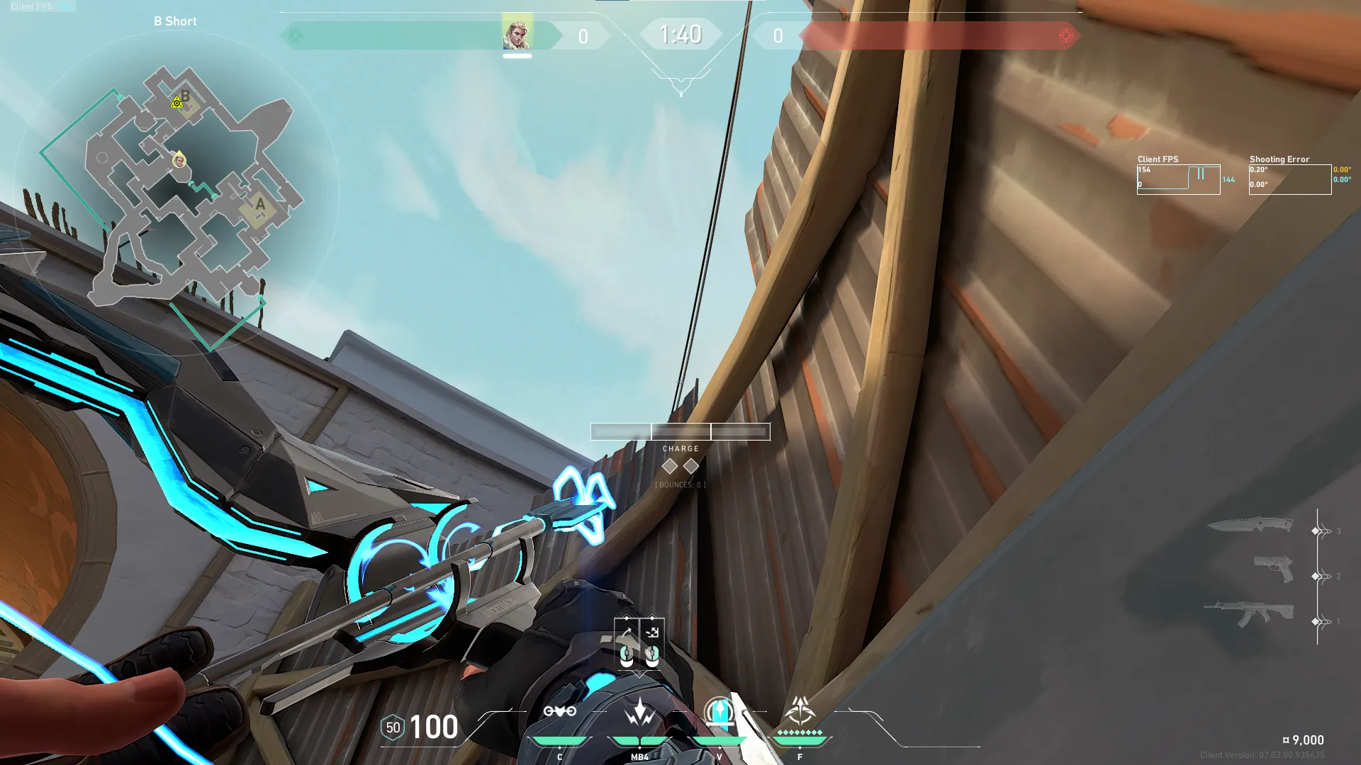 Sova Shock Bolt on Bind Attack Site B — step 3 of 4: Aim — line up the shot
