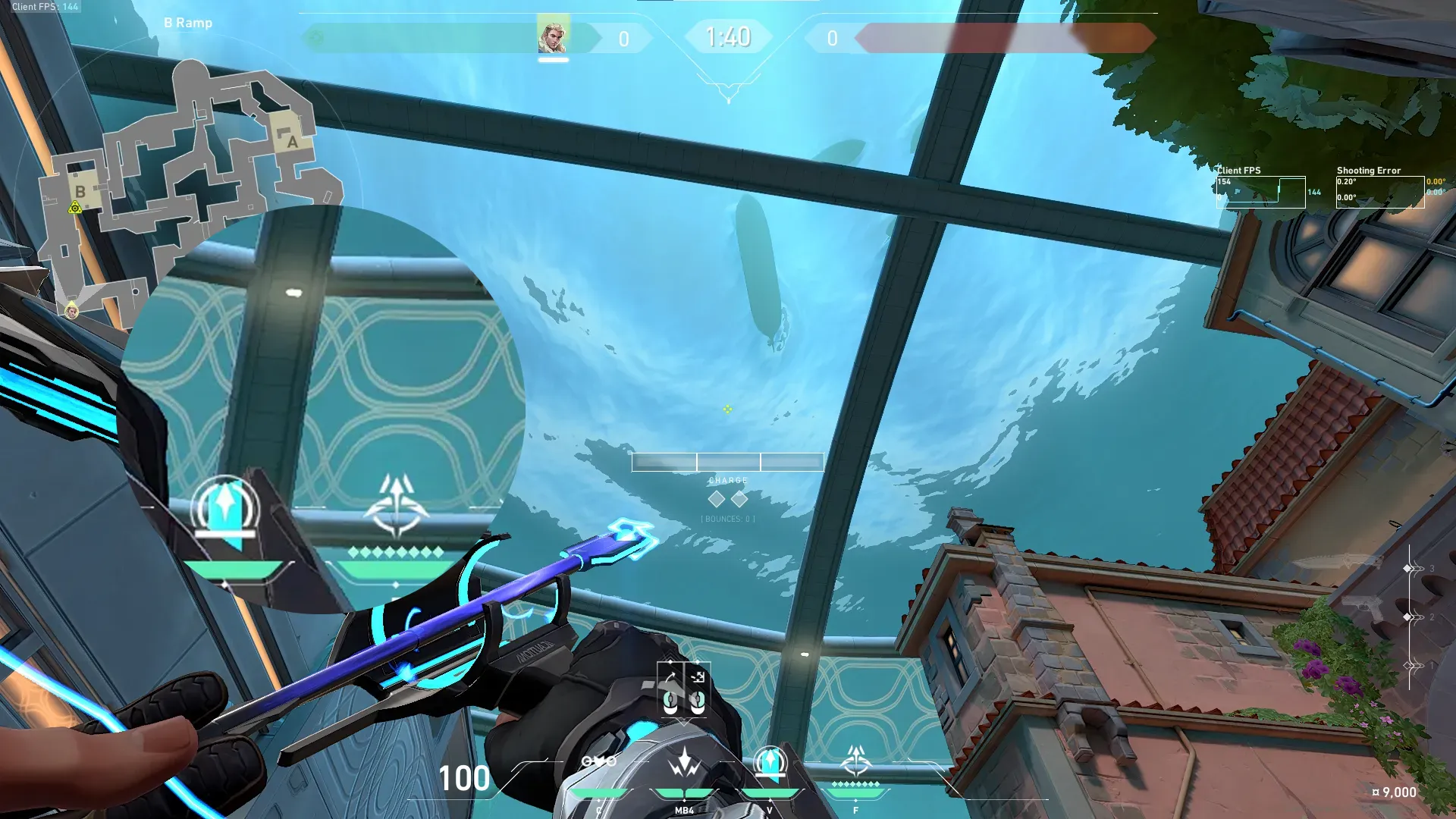 Sova Shock Bolt on Pearl Attack Site B — step 2 of 4: Aim — line up the shot