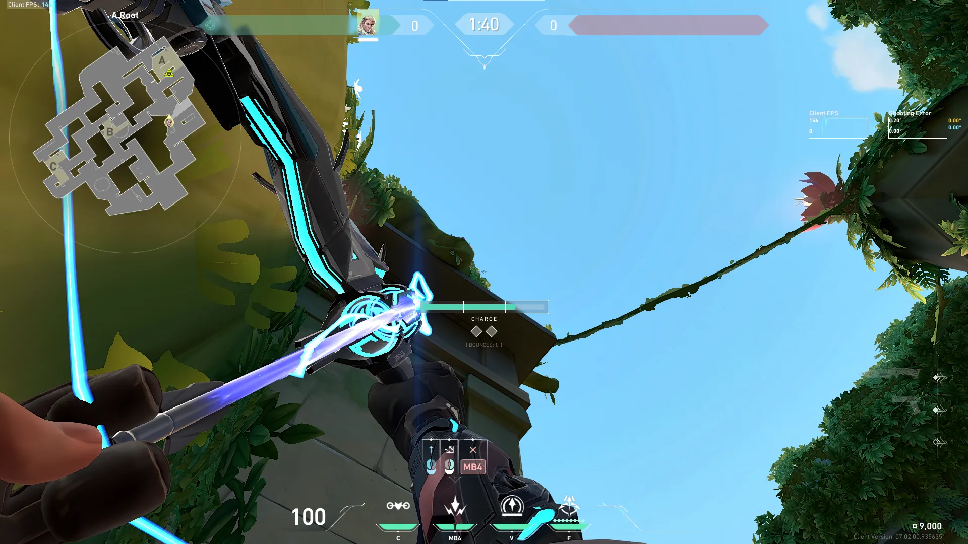 Sova Shock Bolt on Lotus Attack Site A — step 2 of 4: Aim — line up the shot