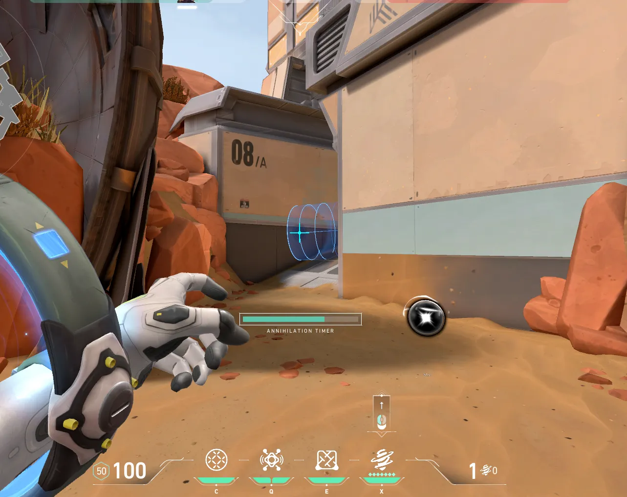 Deadlock Annihilation on Fracture Attack Site A — step 2 of 3: Aim — line up the shot