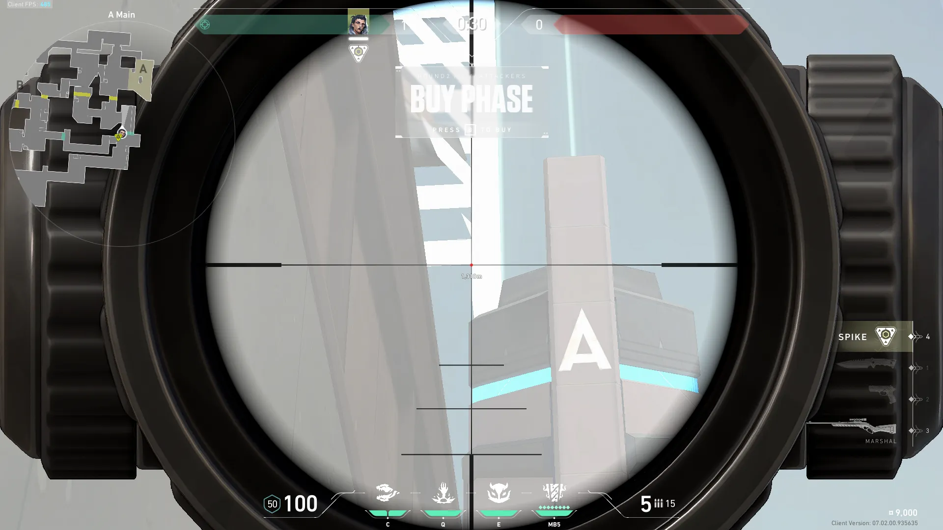 Fade Haunt on Split Attack Site A — step 2 of 3: Aim — line up the shot