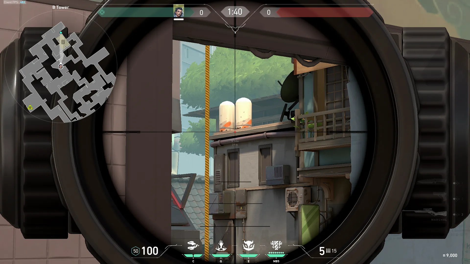 Fade Haunt on Split Defense Site B — step 2 of 5: Aim — line up the shot