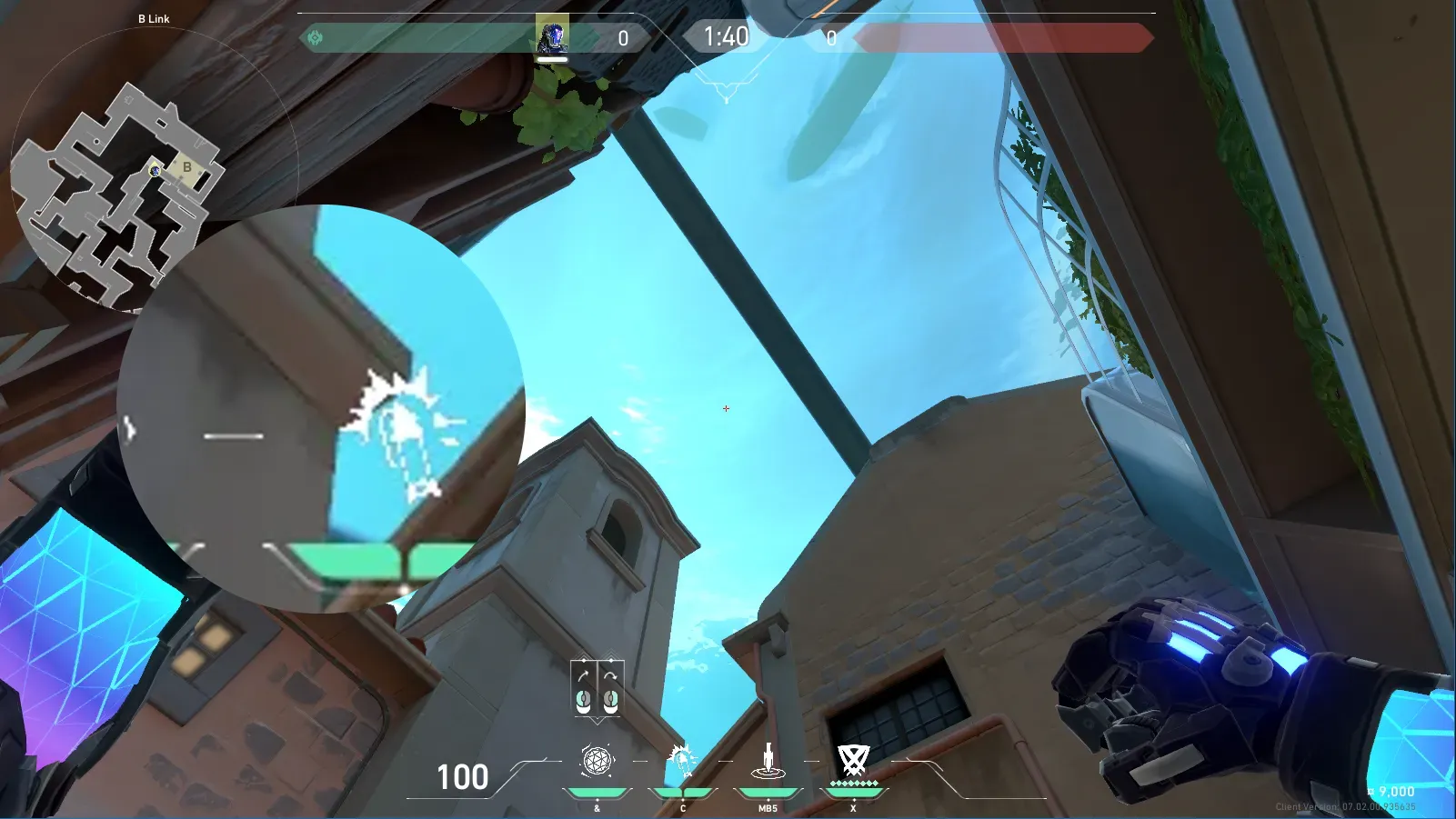 KAY/O Frag_Ment on Pearl Defense Site B — step 2 of 3: Aim — line up the shot